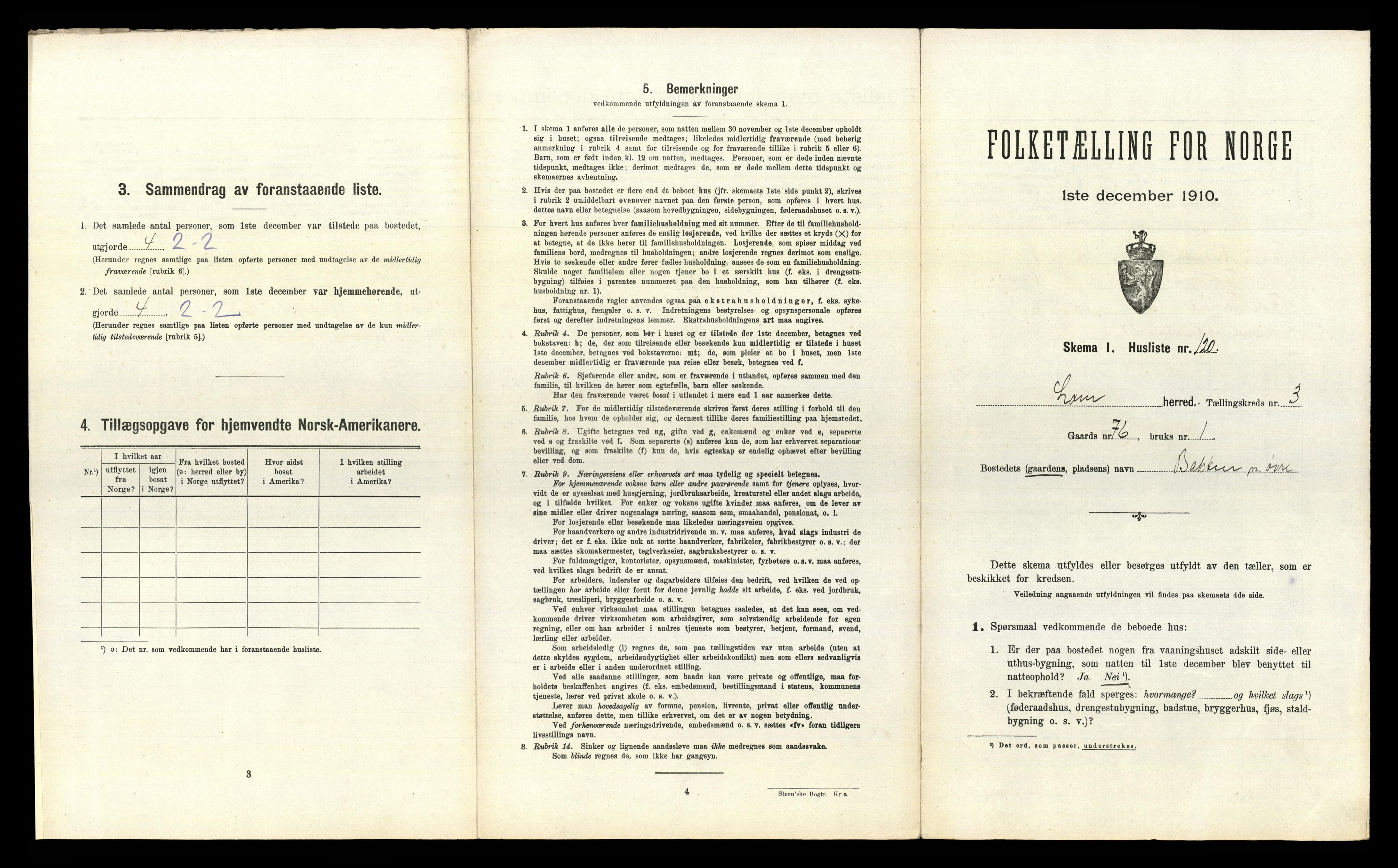 RA, Folketelling 1910 for 0514 Lom herred, 1910, s. 579