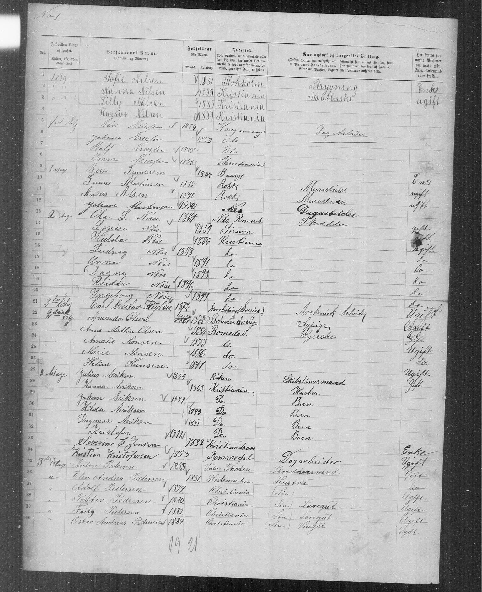 OBA, Kommunal folketelling 31.12.1899 for Kristiania kjøpstad, 1899, s. 4643