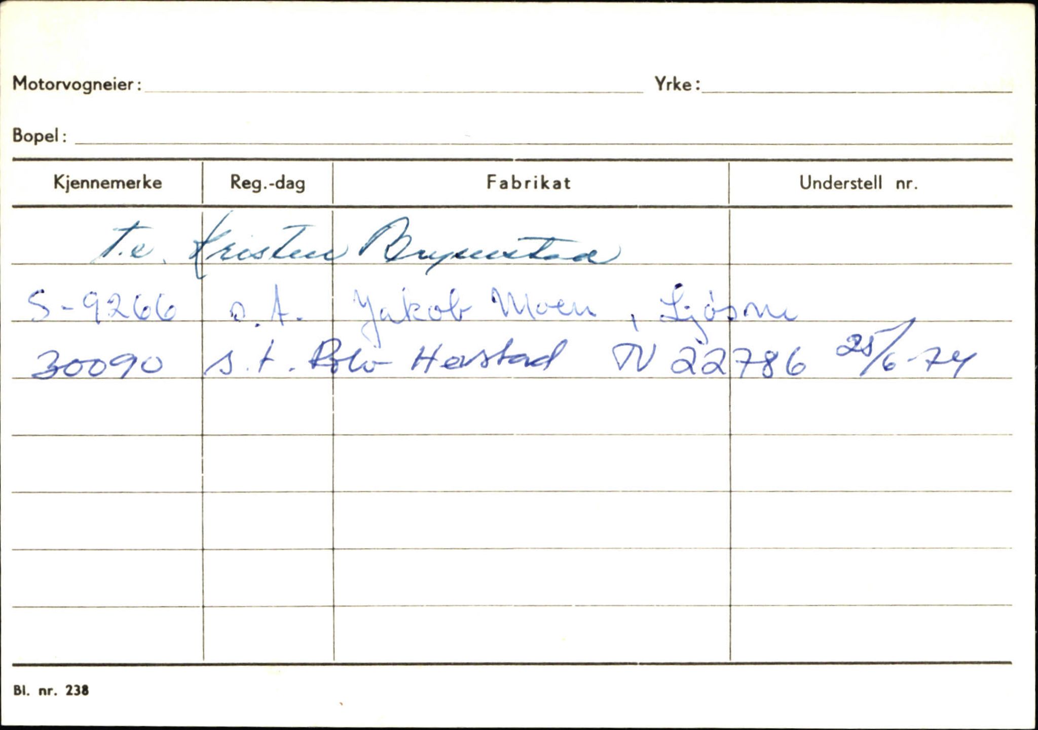 Statens vegvesen, Sogn og Fjordane vegkontor, SAB/A-5301/4/F/L0125: Eigarregister Sogndal V-Å. Aurland A-Å. Fjaler A-N, 1945-1975, s. 2160