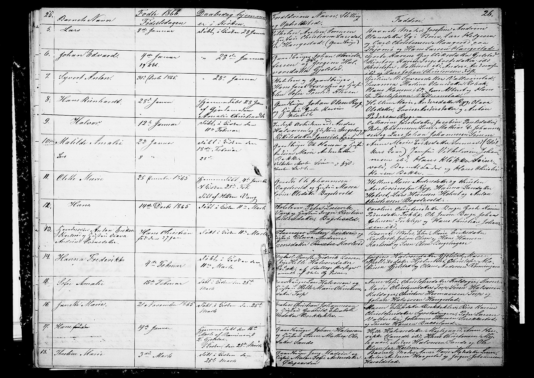 Våle kirkebøker, AV/SAKO-A-334/G/Ga/L0003: Klokkerbok nr. I 3, 1863-1874, s. 25-26