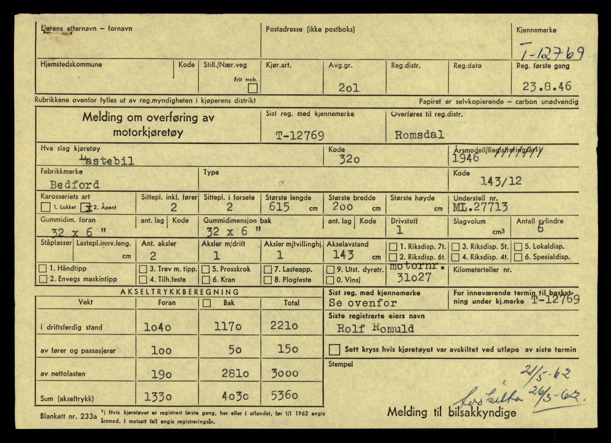 Møre og Romsdal vegkontor - Ålesund trafikkstasjon, AV/SAT-A-4099/F/Fe/L0035: Registreringskort for kjøretøy T 12653 - T 12829, 1927-1998, s. 2728