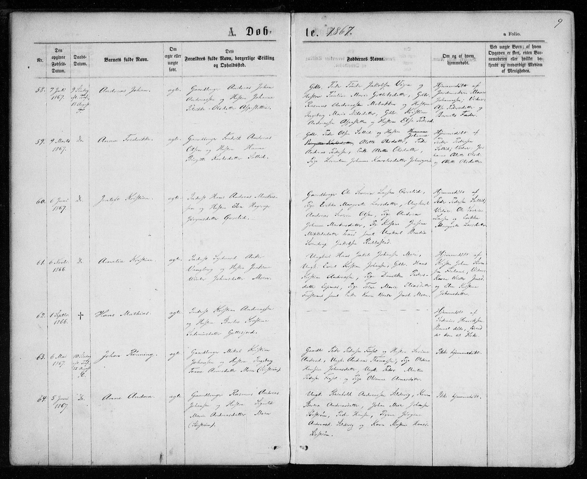Tranøy sokneprestkontor, AV/SATØ-S-1313/I/Ia/Iaa/L0008kirke: Ministerialbok nr. 8, 1867-1877, s. 9