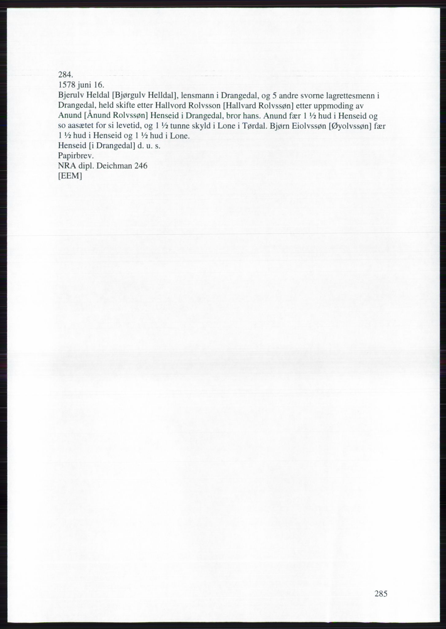 Riksarkivets diplomsamling, AV/RA-EA-5965, 1572-1581, s. 285