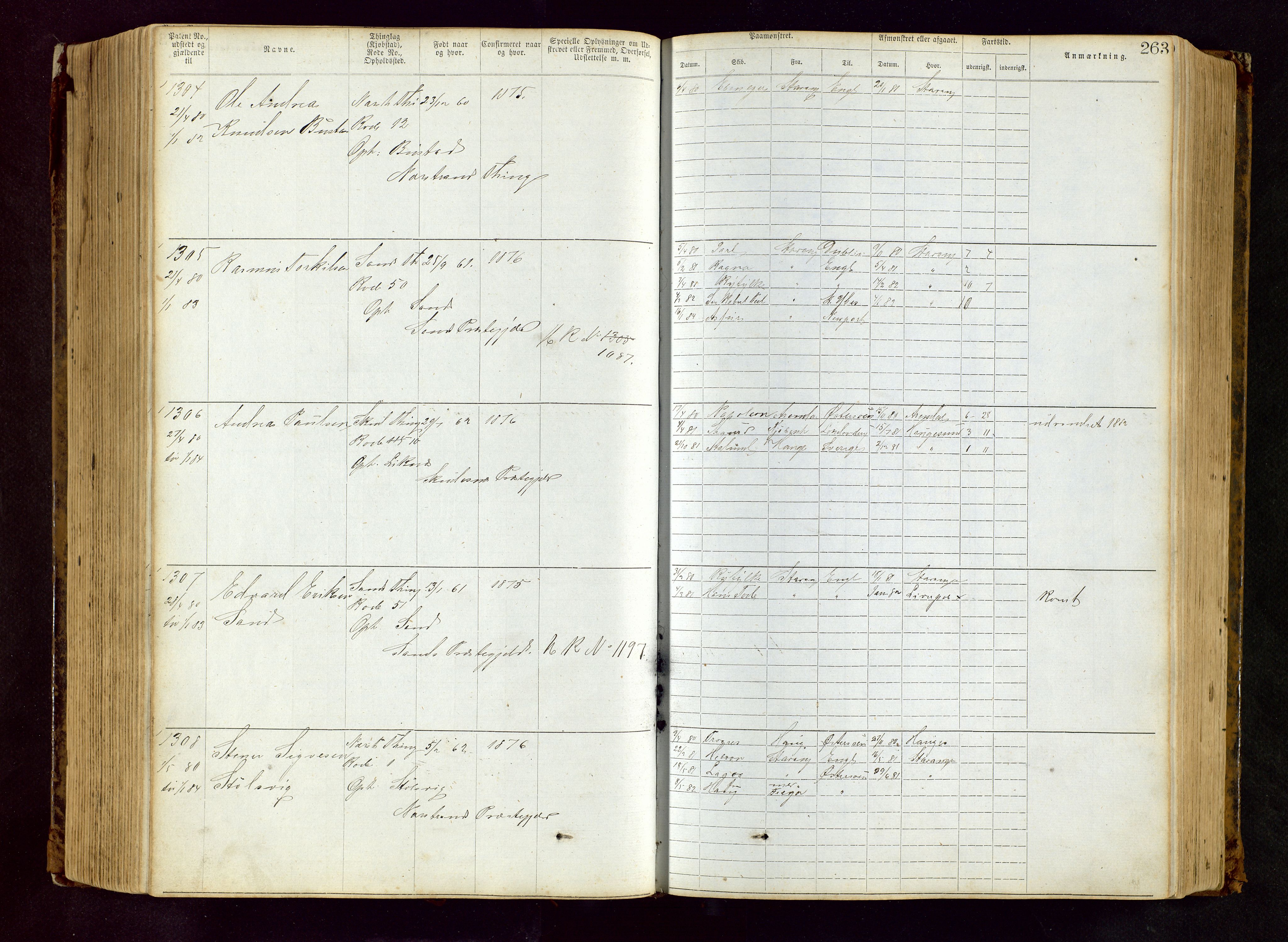 Haugesund sjømannskontor, AV/SAST-A-102007/F/Ff/L0002: Sjøfartsrulle Skudenes krets nr. 1-2719, 1868-1948, s. 263