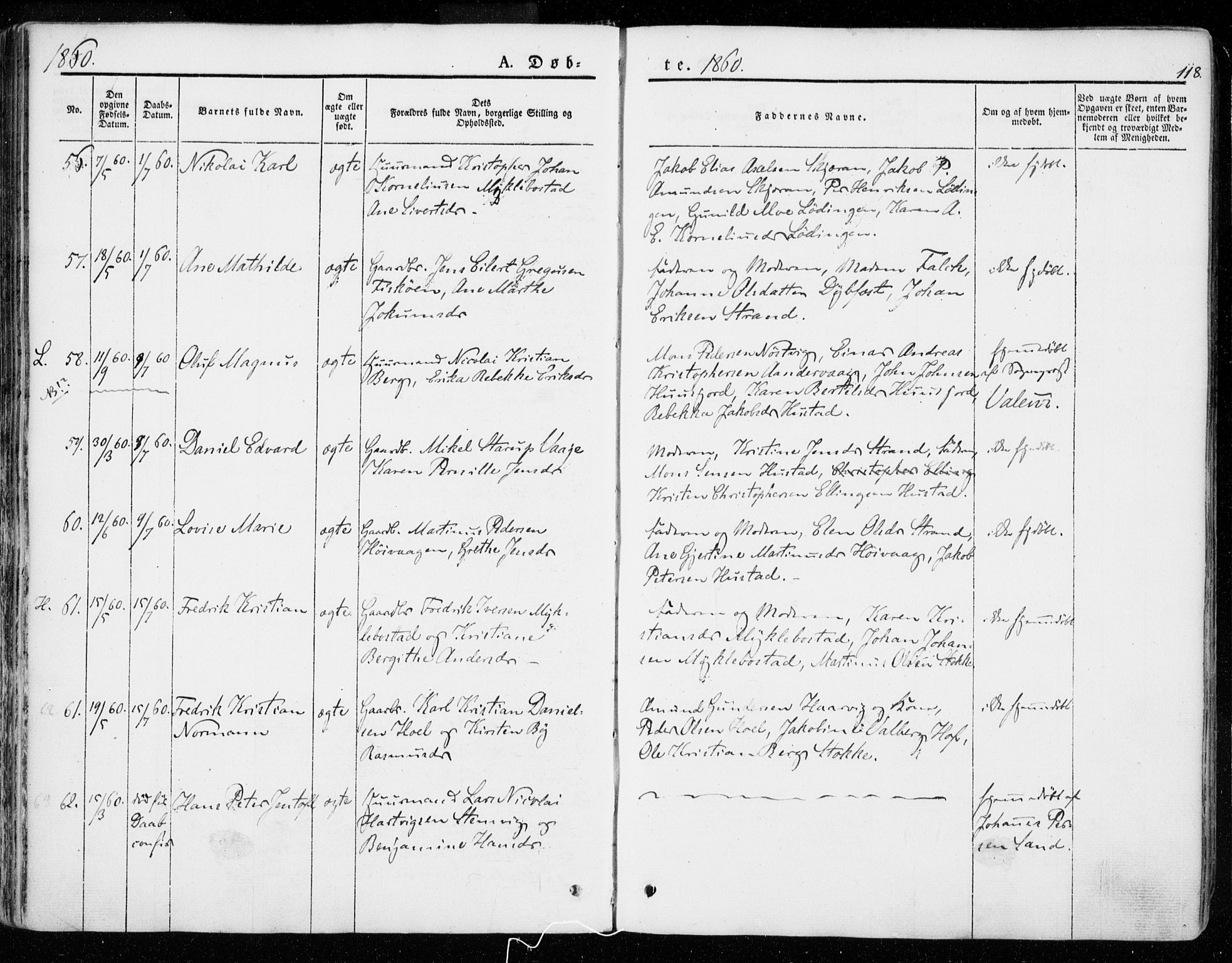 Ministerialprotokoller, klokkerbøker og fødselsregistre - Nordland, AV/SAT-A-1459/872/L1033: Ministerialbok nr. 872A08, 1840-1863, s. 118