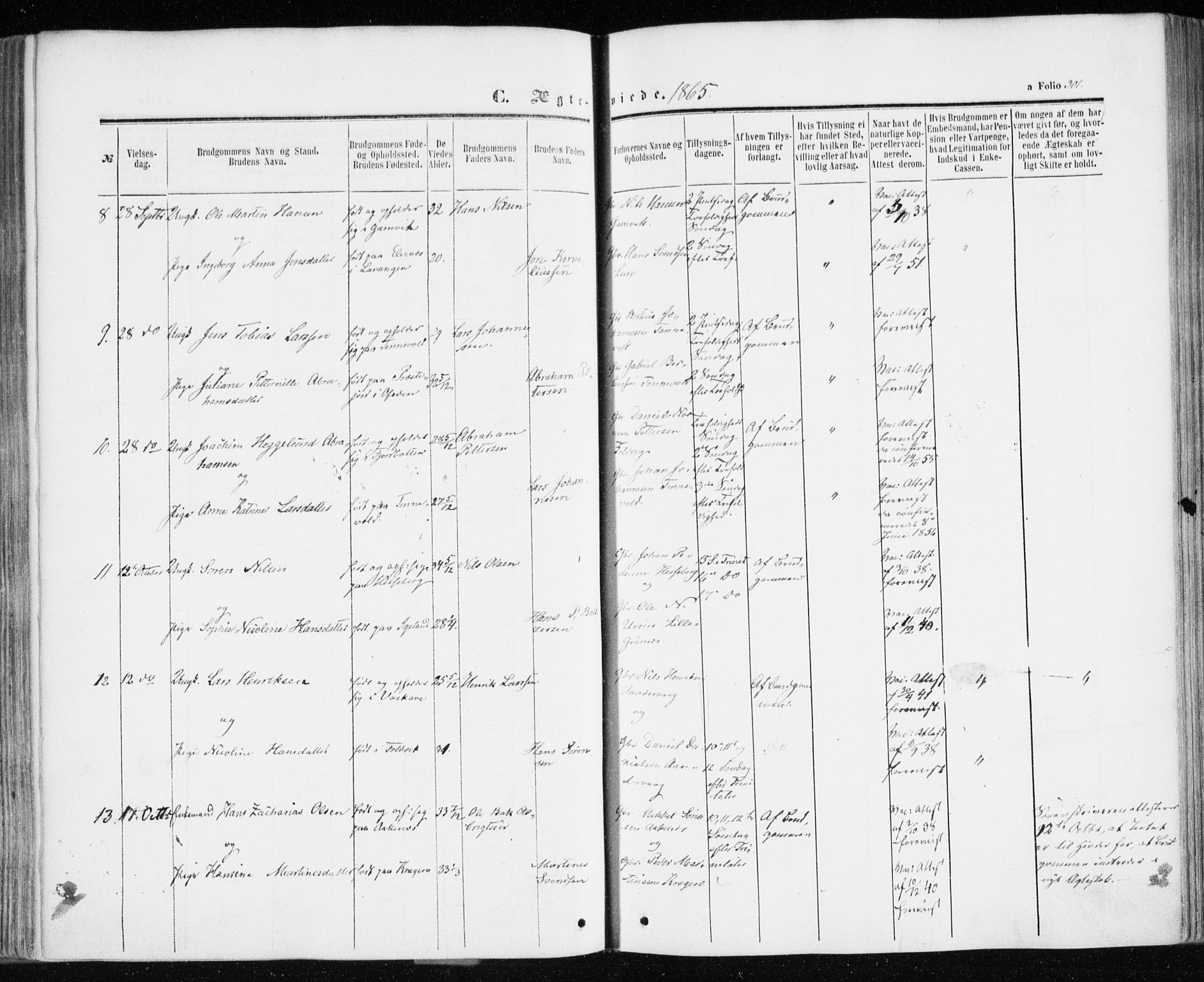 Ibestad sokneprestembete, AV/SATØ-S-0077/H/Ha/Haa/L0009kirke: Ministerialbok nr. 9, 1859-1868, s. 301