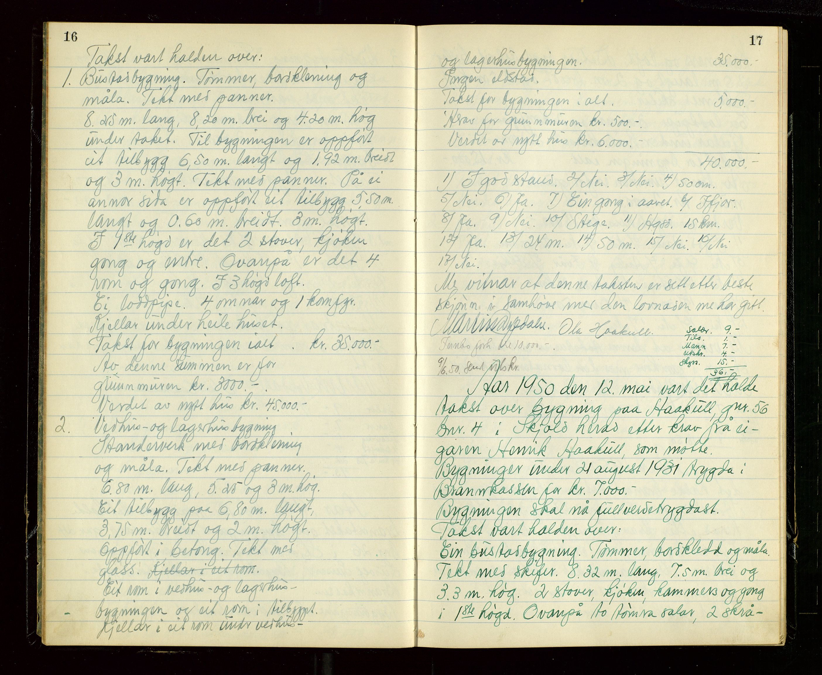 Skjold lensmannskontor, AV/SAST-A-100182/Goa/L0003: "Branntakstprotokoll for Skjold lensmannsdistrikt", 1949-1953, s. 16-17