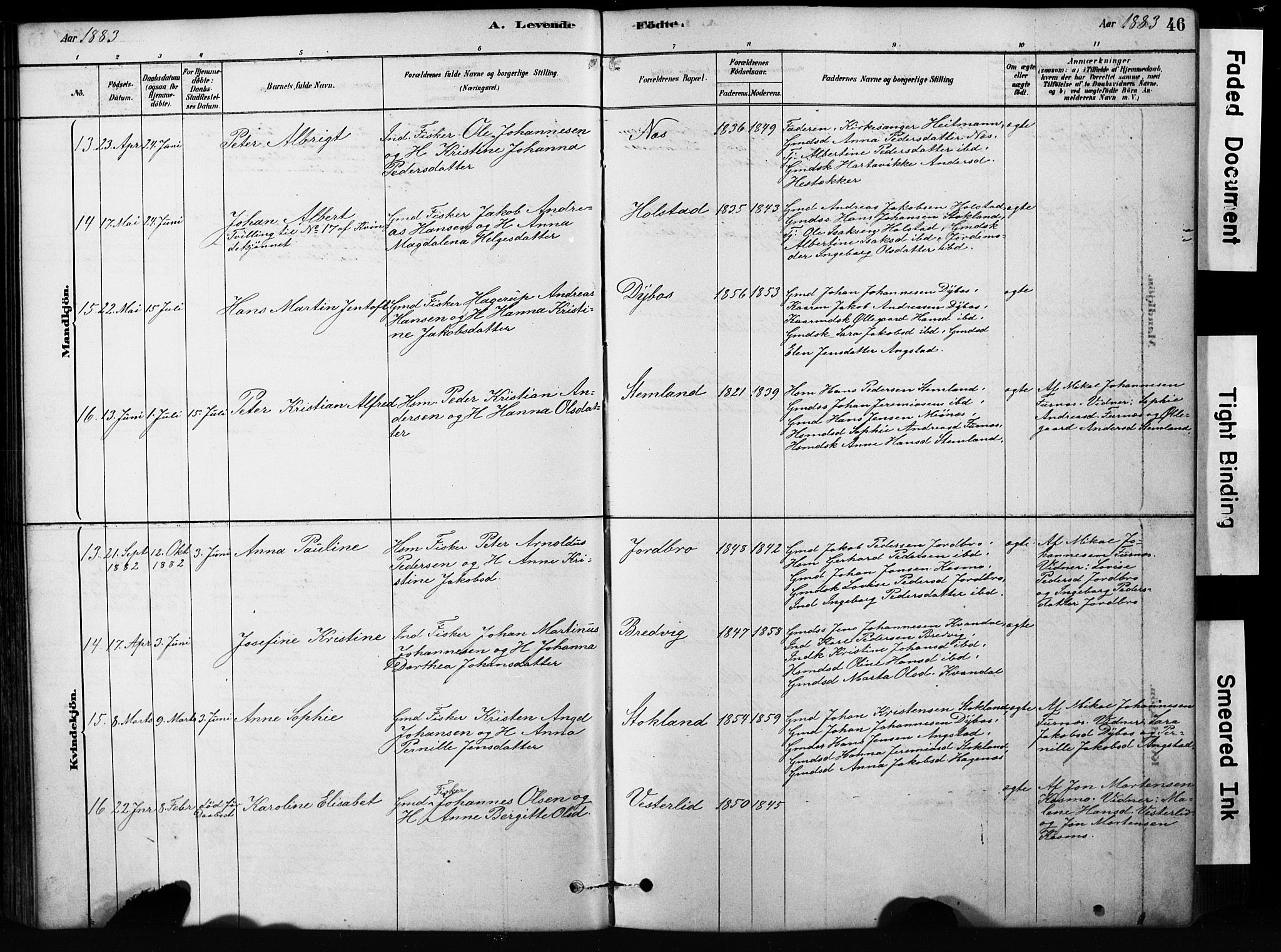 Ministerialprotokoller, klokkerbøker og fødselsregistre - Nordland, AV/SAT-A-1459/852/L0754: Klokkerbok nr. 852C05, 1878-1894, s. 46