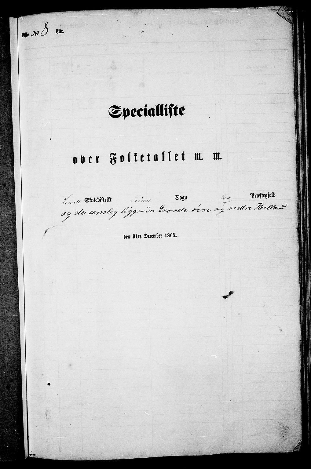 RA, Folketelling 1865 for 1121P Lye prestegjeld, 1865, s. 92