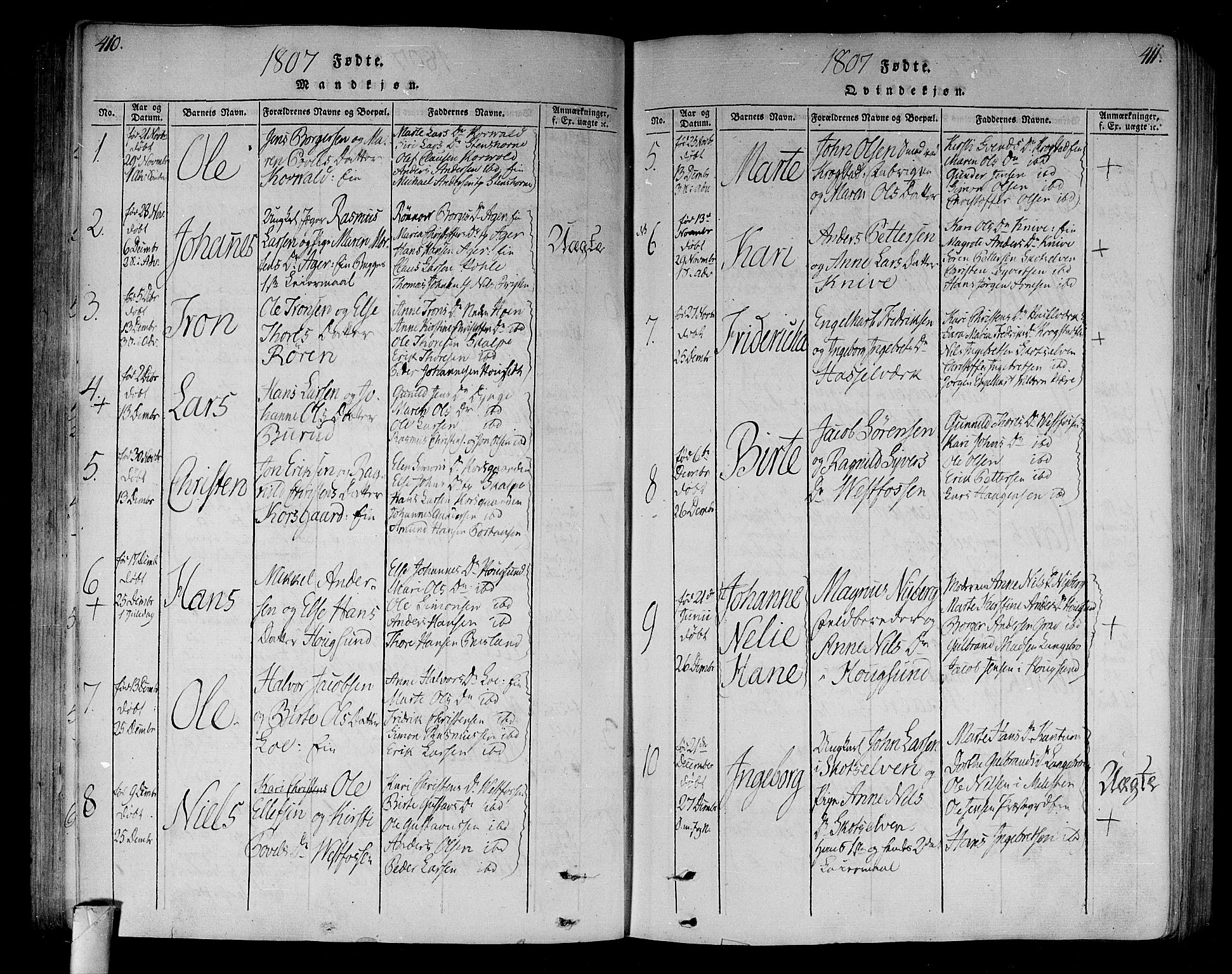 Eiker kirkebøker, SAKO/A-4/F/Fa/L0010: Ministerialbok nr. I 10, 1806-1815, s. 410-411
