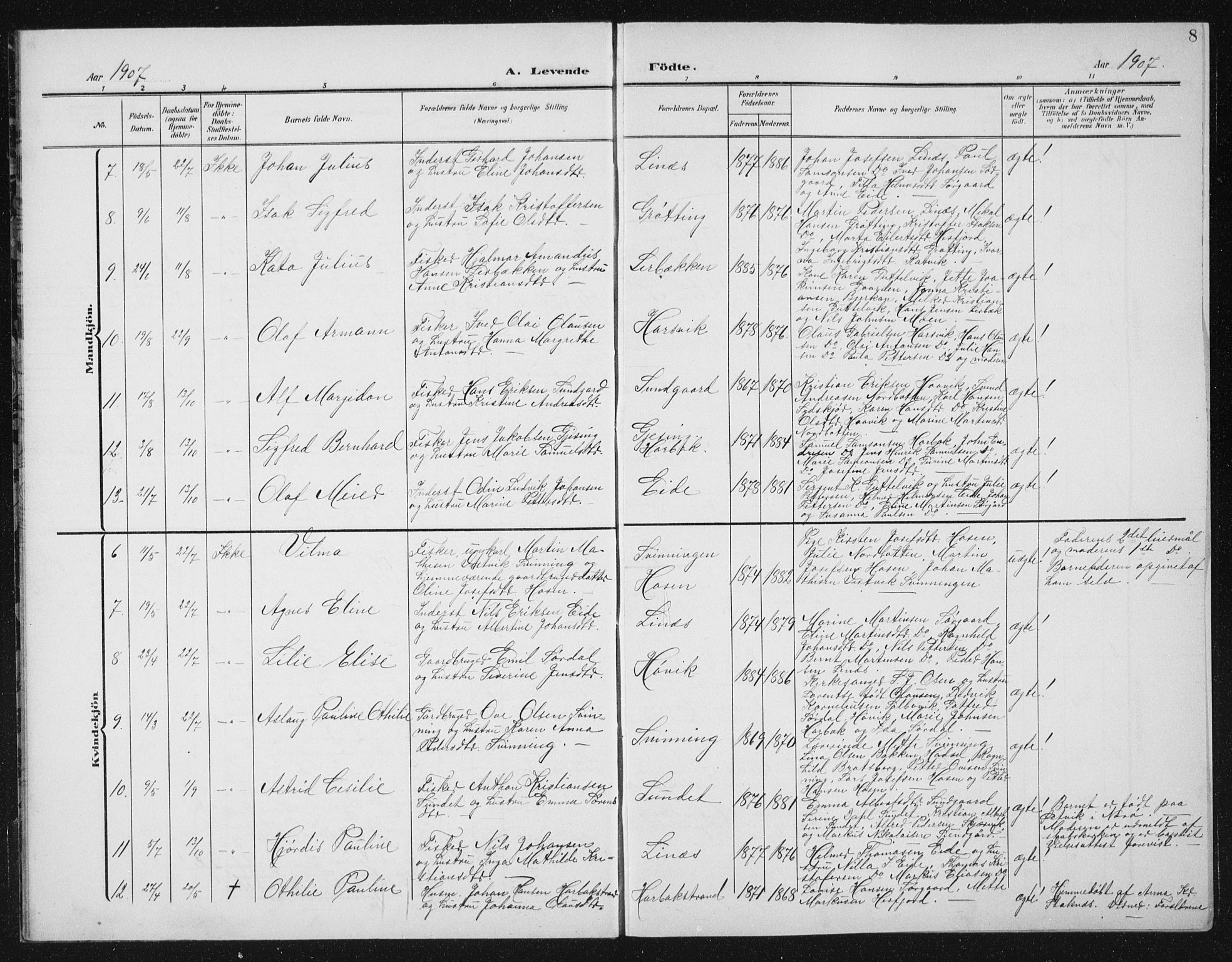 Ministerialprotokoller, klokkerbøker og fødselsregistre - Sør-Trøndelag, SAT/A-1456/656/L0699: Klokkerbok nr. 656C05, 1905-1920, s. 8