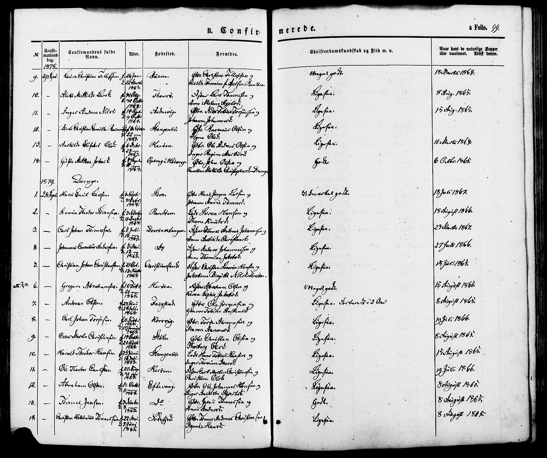 Oddernes sokneprestkontor, AV/SAK-1111-0033/F/Fa/Fab/L0001: Ministerialbok nr. A 1, 1865-1884, s. 99