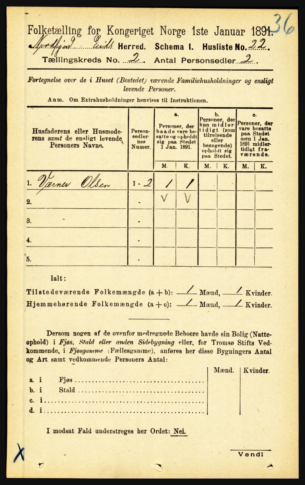 RA, Folketelling 1891 for 1443 Eid herred, 1891, s. 300