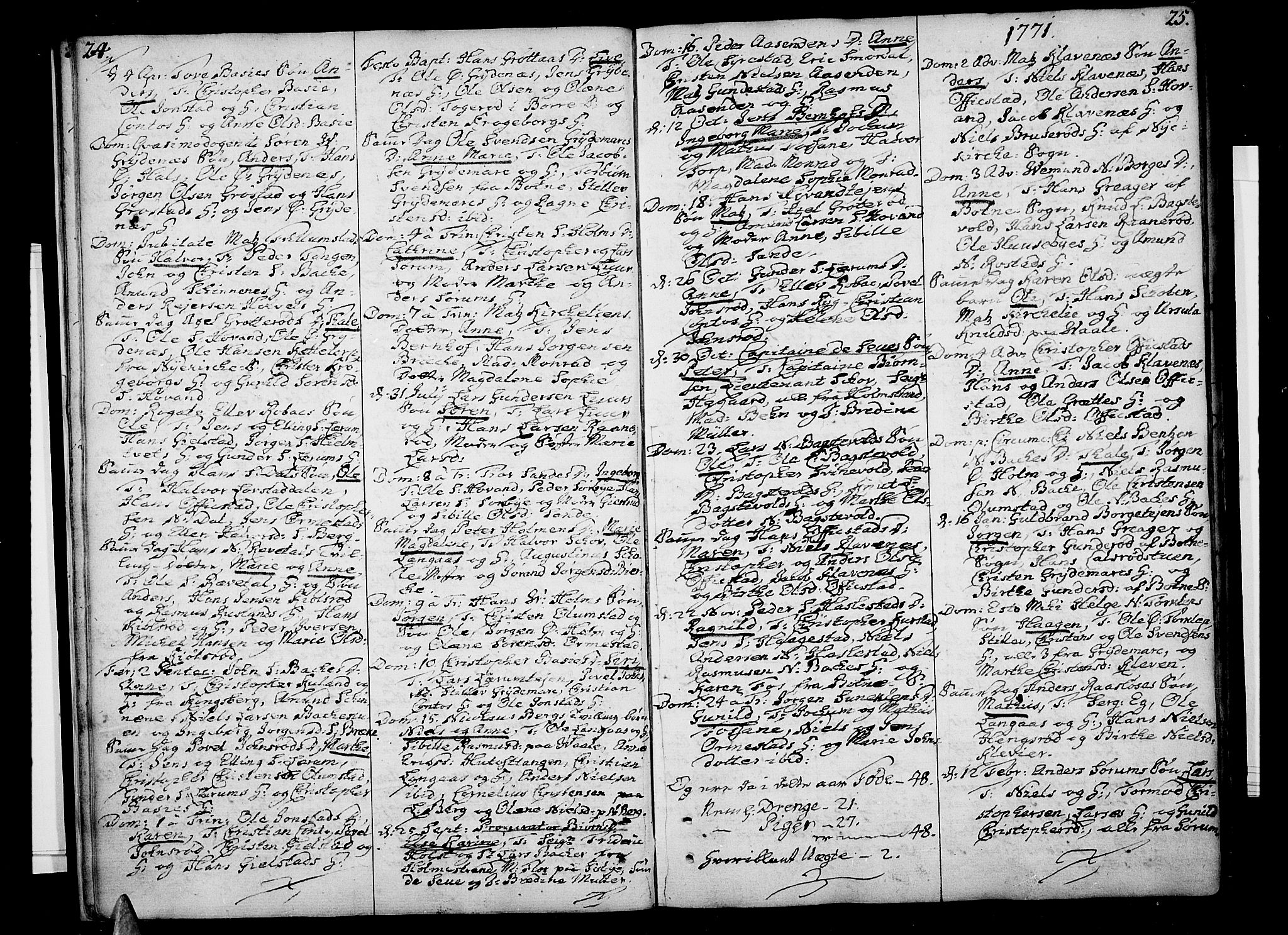 Våle kirkebøker, AV/SAKO-A-334/F/Fa/L0004: Ministerialbok nr. I 4 /2, 1732-1773, s. 24-25