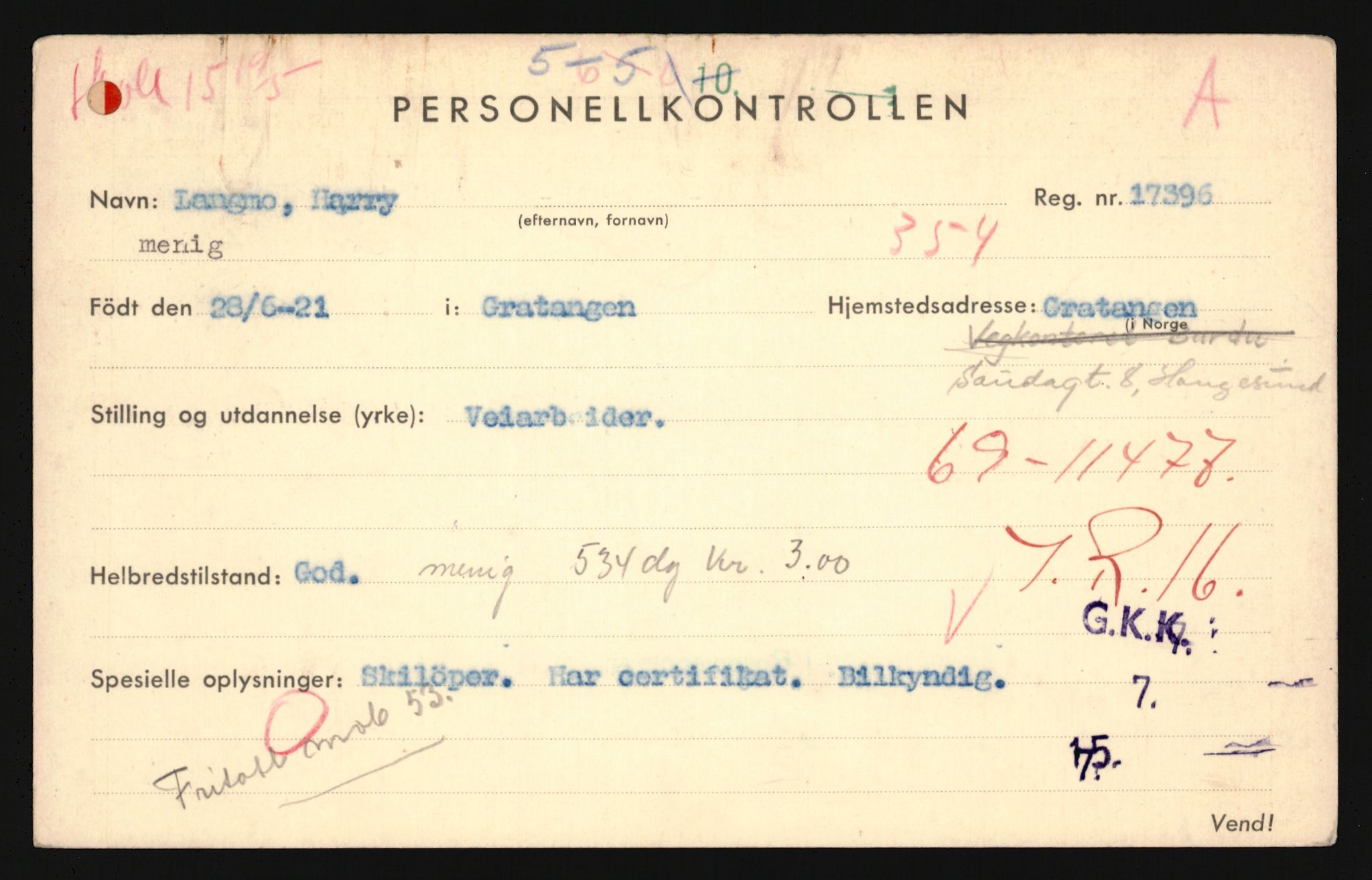 Forsvaret, Troms infanteriregiment nr. 16, AV/RA-RAFA-3146/P/Pa/L0024/0003: Rulleblad / Rulleblad for regimentets menige mannskaper, årsklasse 1942, 1942, s. 172