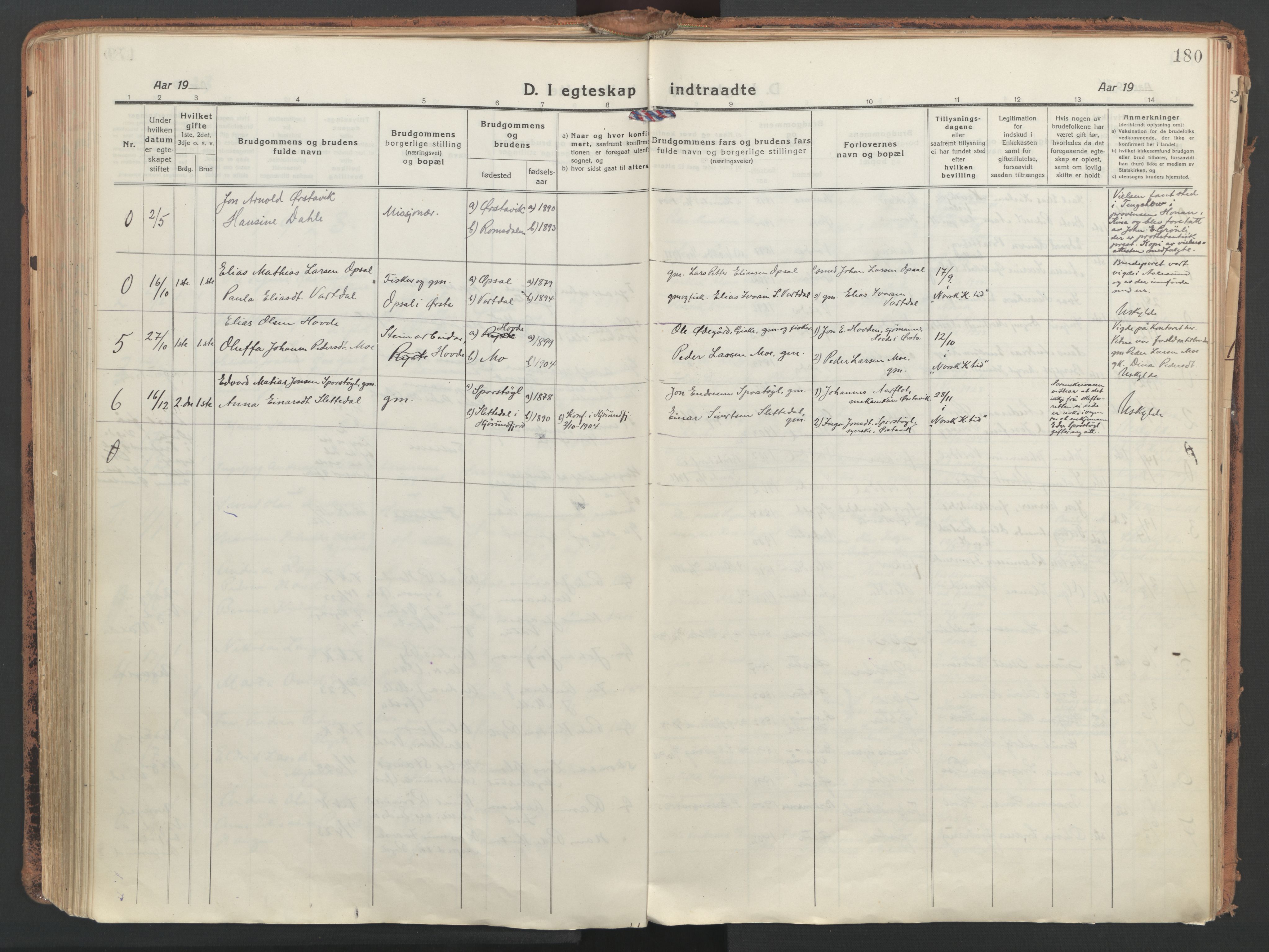 Ministerialprotokoller, klokkerbøker og fødselsregistre - Møre og Romsdal, AV/SAT-A-1454/513/L0180: Ministerialbok nr. 513A07, 1919-1929, s. 180