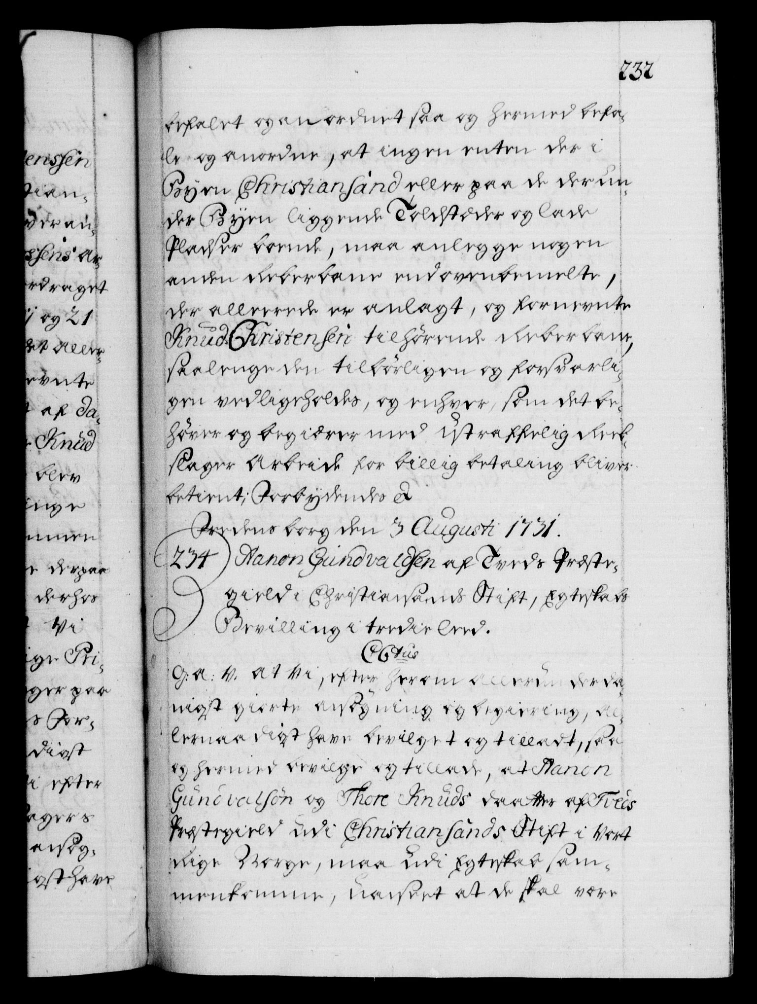 Danske Kanselli 1572-1799, AV/RA-EA-3023/F/Fc/Fca/Fcaa/L0027: Norske registre, 1730-1732, s. 232a