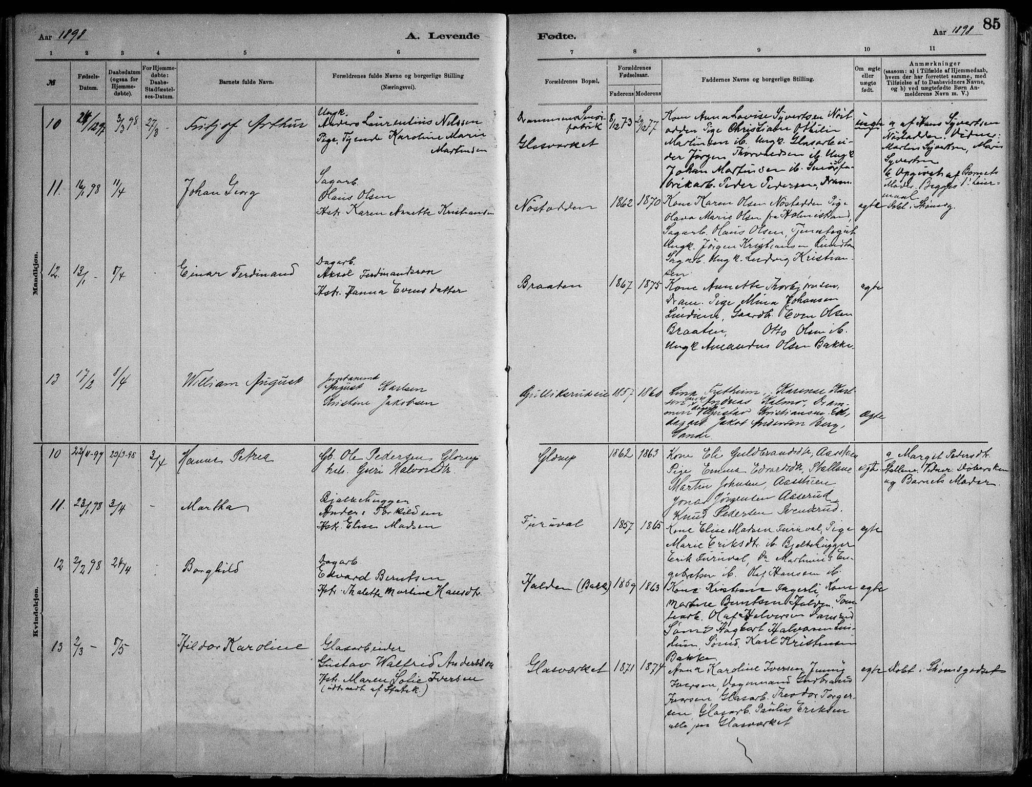 Skoger kirkebøker, AV/SAKO-A-59/F/Fa/L0006: Ministerialbok nr. I 6, 1885-1910, s. 85