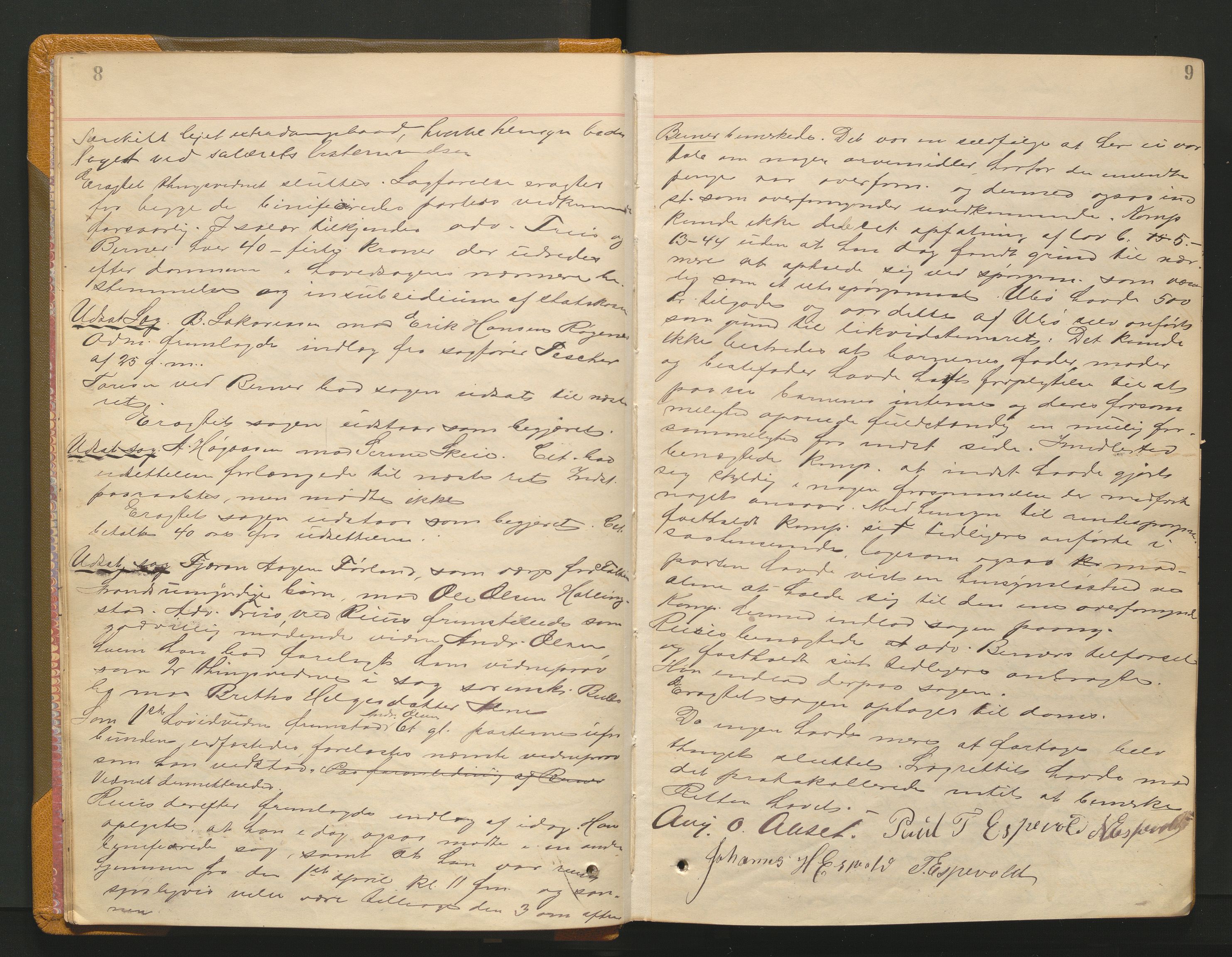 Ryfylke tingrett, AV/SAST-A-100055/001/I/IB/IB0/L0015: Tingbok, Ryfylke, 1889-1891, s. 8-9