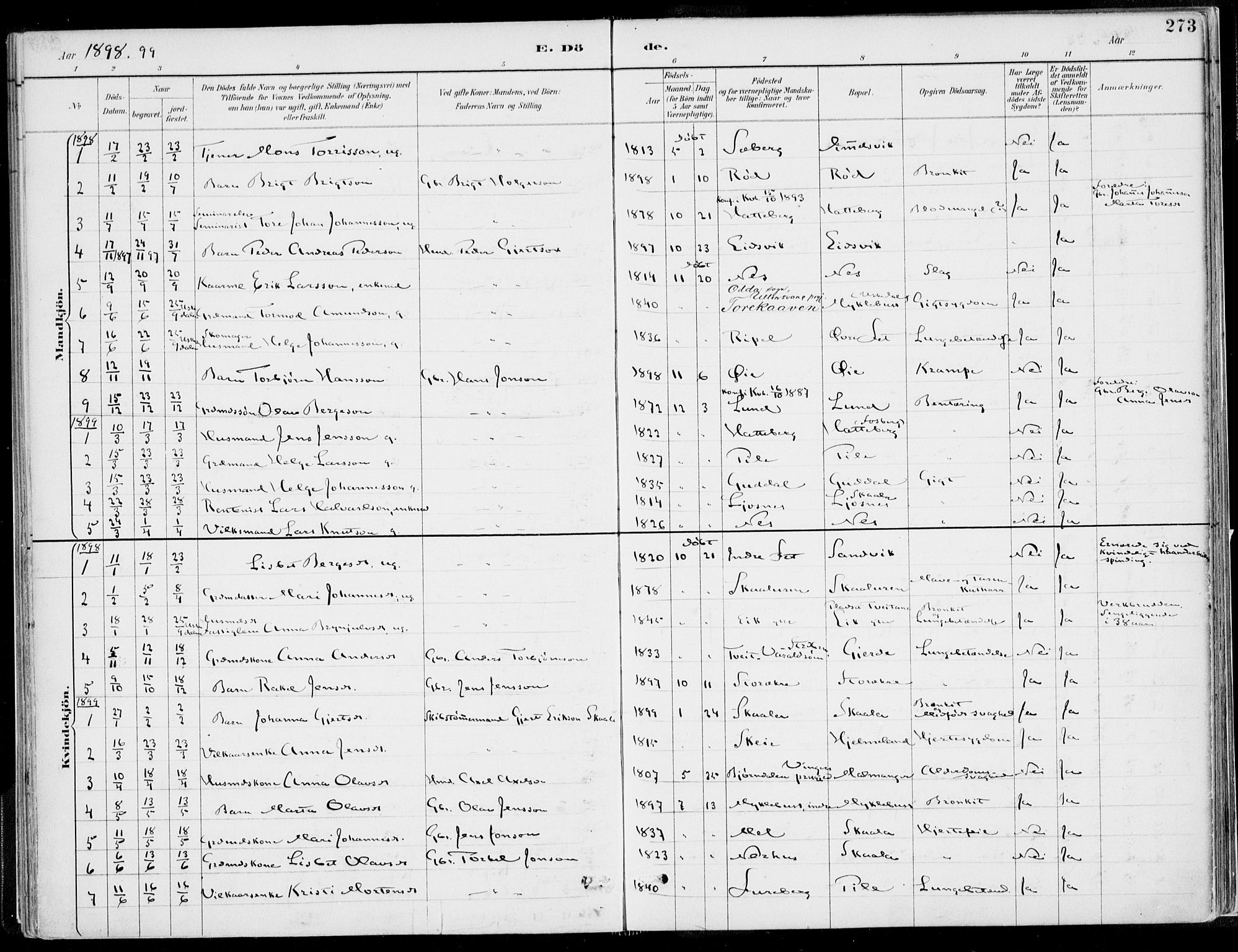 Kvinnherad sokneprestembete, AV/SAB-A-76401/H/Haa: Ministerialbok nr. B  1, 1887-1921, s. 273