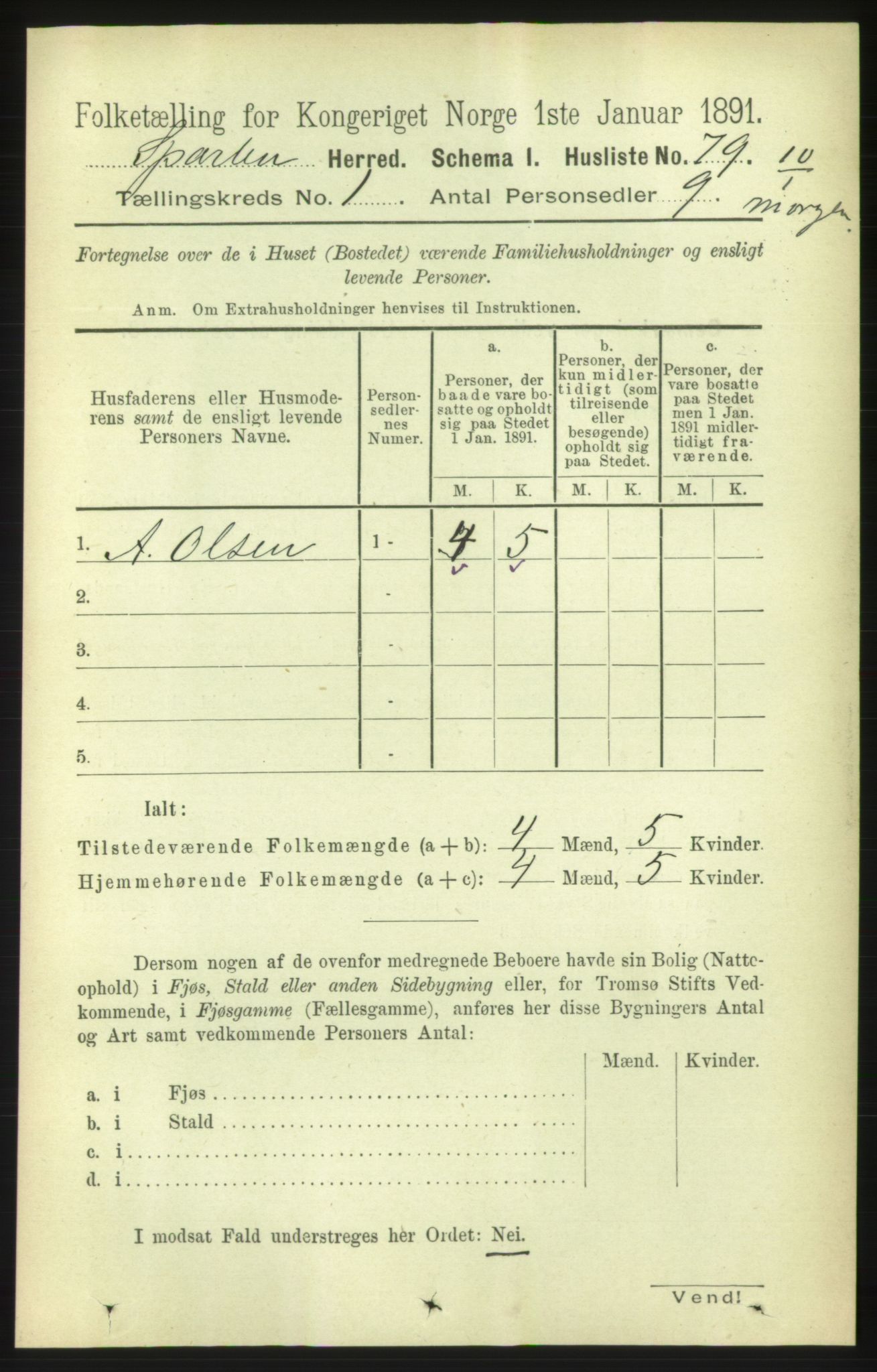 RA, Folketelling 1891 for 1731 Sparbu herred, 1891, s. 105