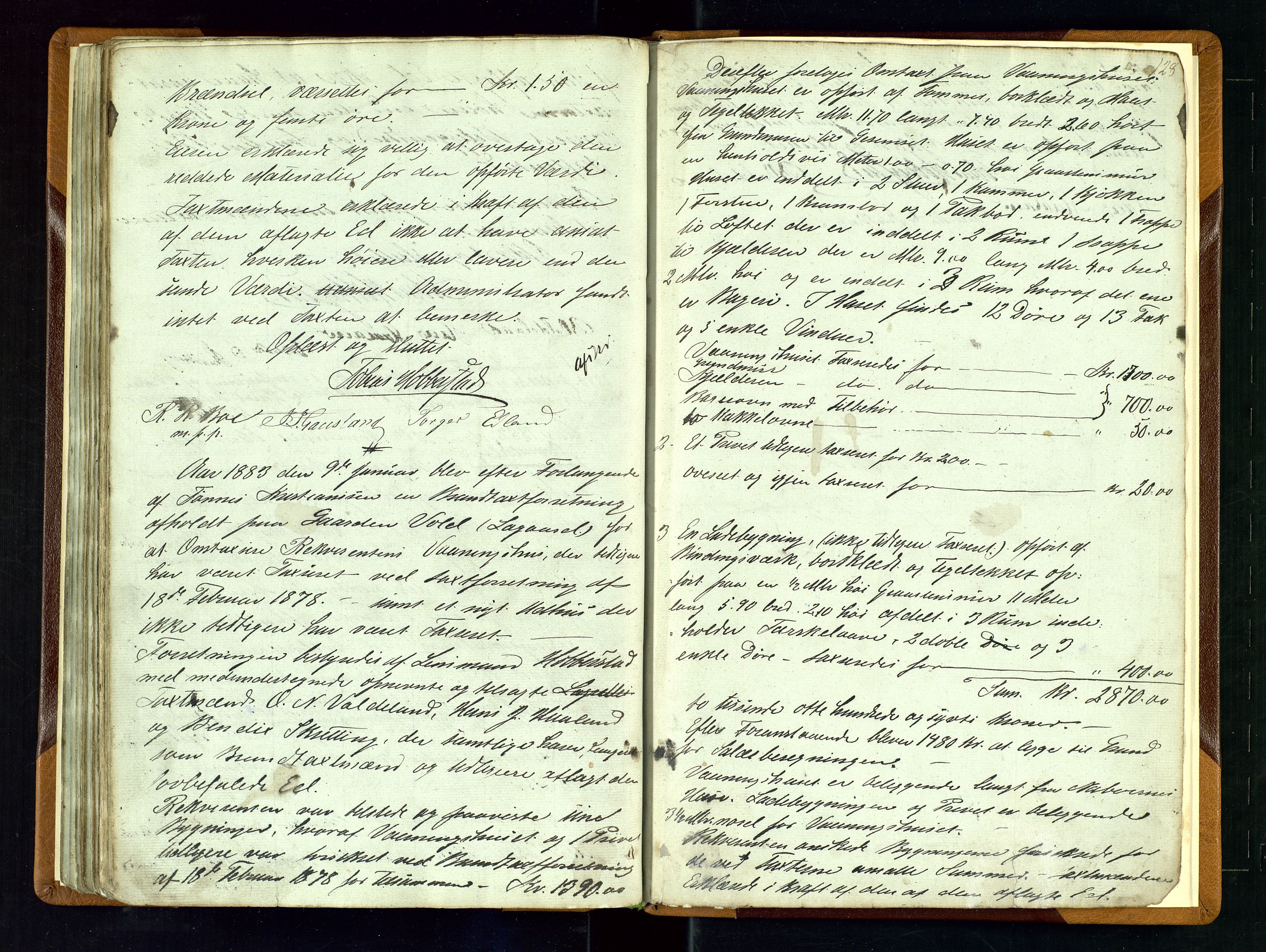 Hå lensmannskontor, SAST/A-100456/Goa/L0001: Takstprotokoll-Valle skipreie, 1846-1883, s. 127b-128a