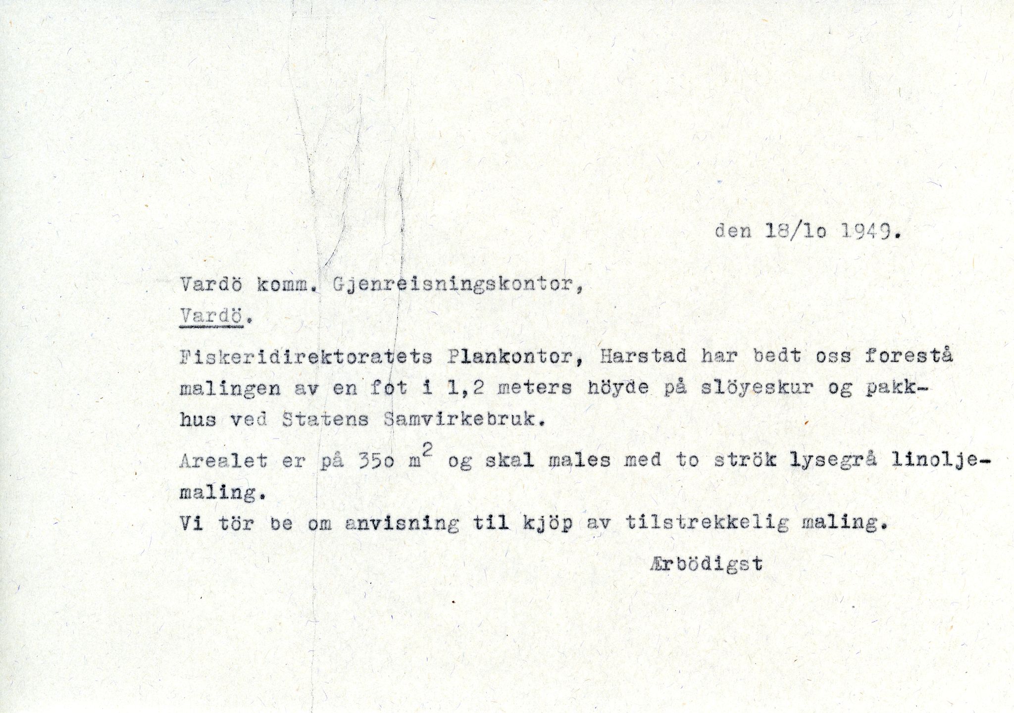 Vardø Fiskersamvirkelag, VAMU/A-0037/D/Da/L0008: Korrespondanse Tr-År, 1947-1950