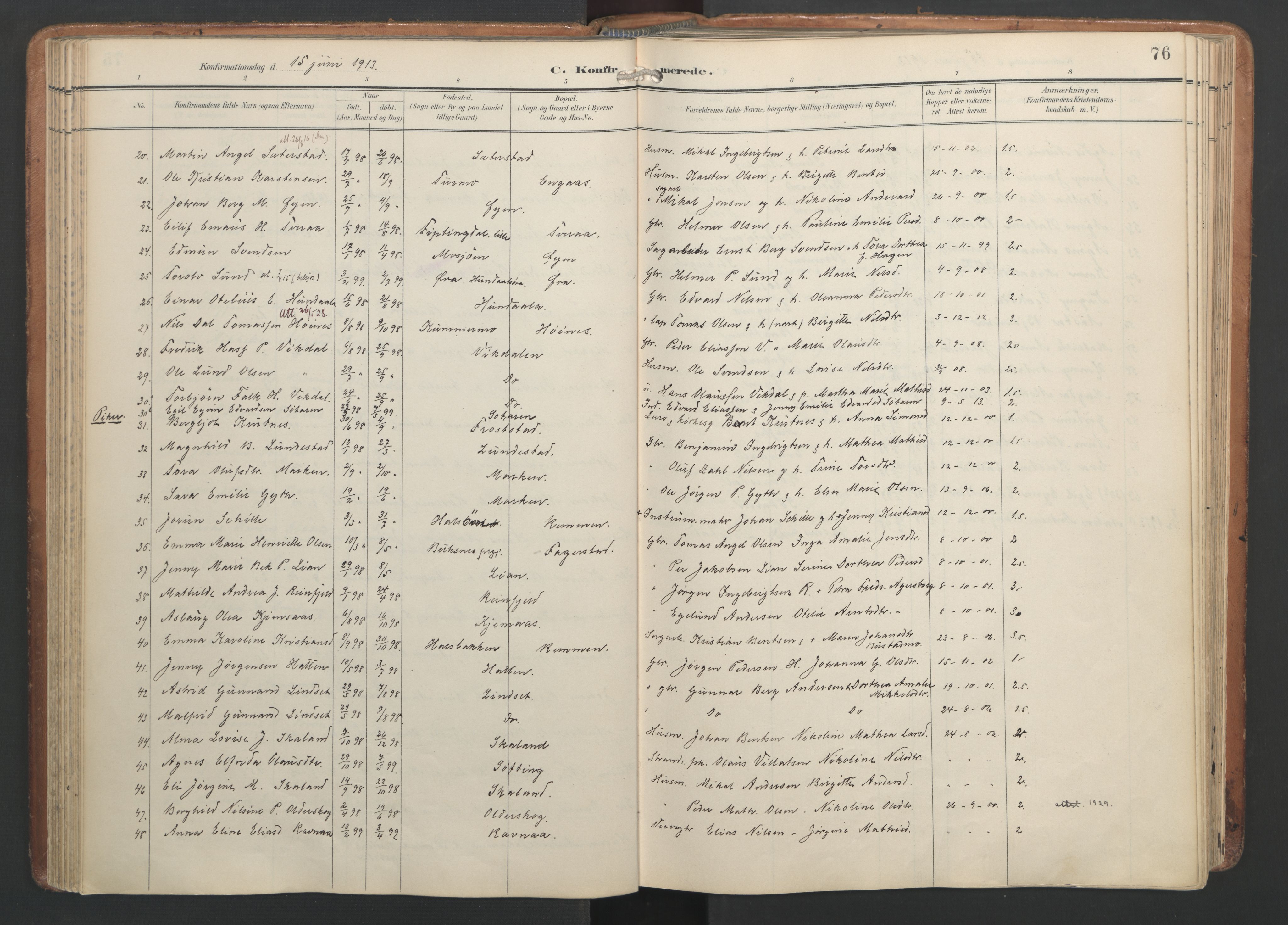 Ministerialprotokoller, klokkerbøker og fødselsregistre - Nordland, AV/SAT-A-1459/820/L0298: Ministerialbok nr. 820A19, 1897-1915, s. 76