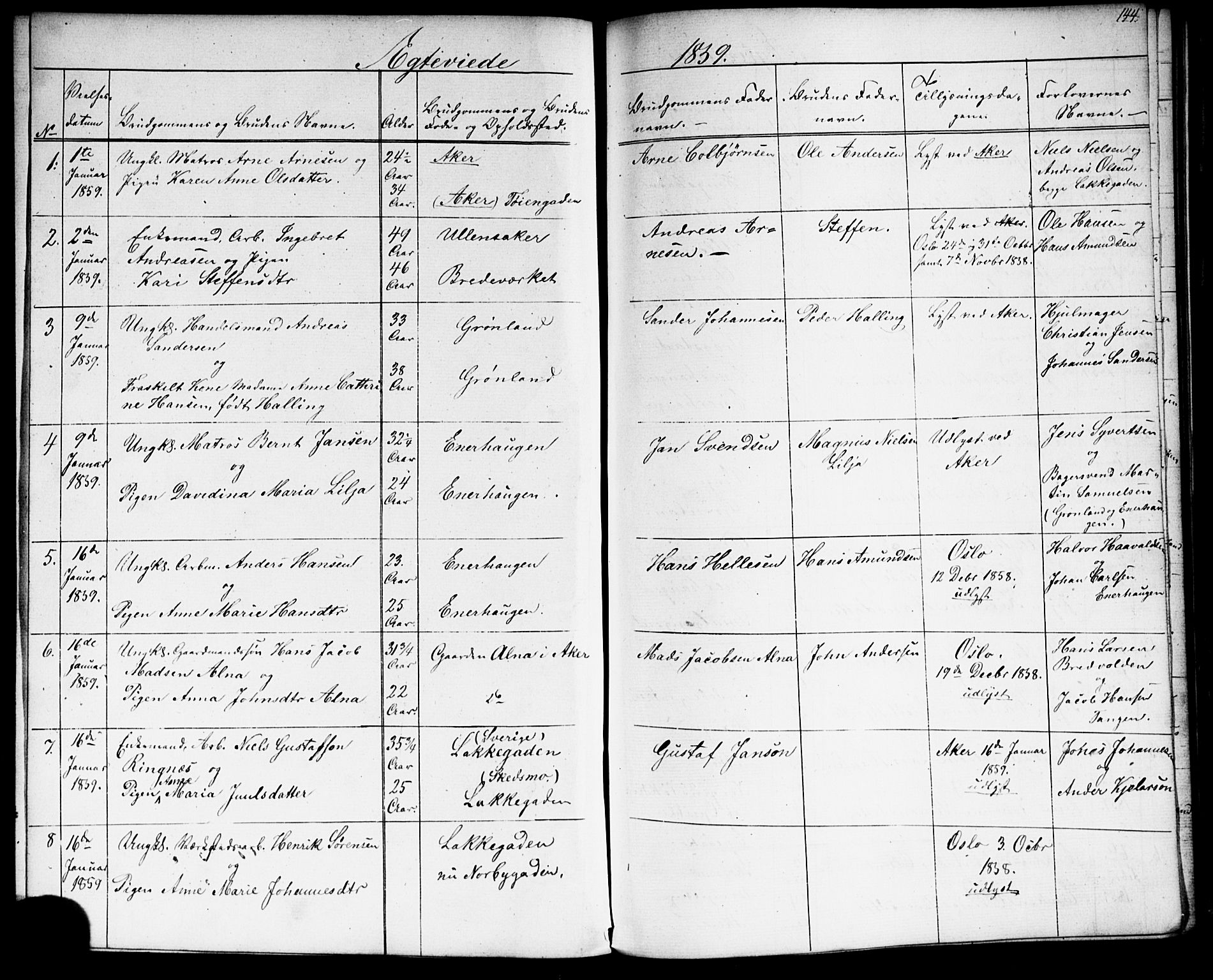 Grønland prestekontor Kirkebøker, SAO/A-10848/G/Ga/L0001: Klokkerbok nr. 1, 1859-1861, s. 144