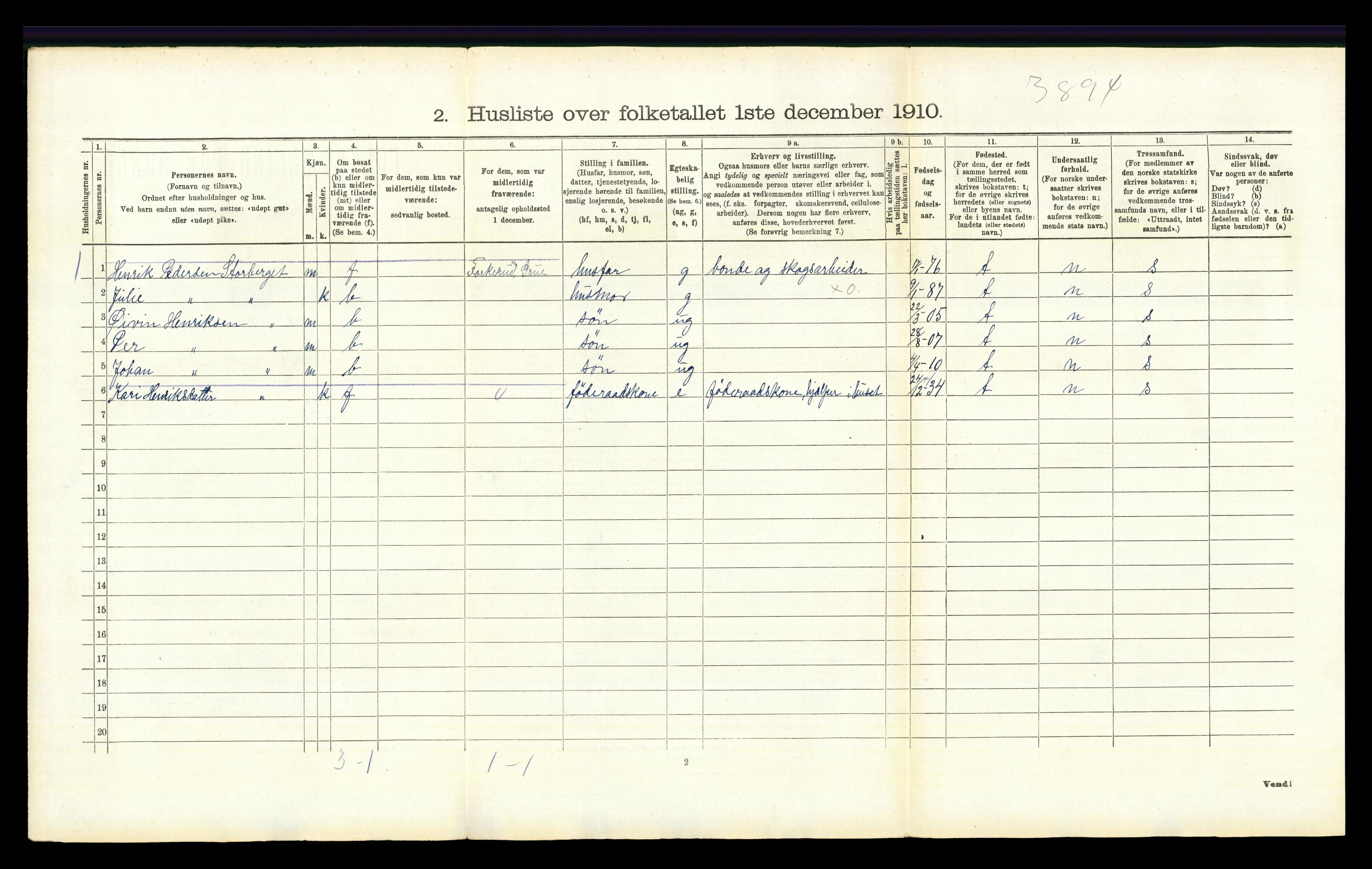 RA, Folketelling 1910 for 0423 Grue herred, 1910, s. 1440