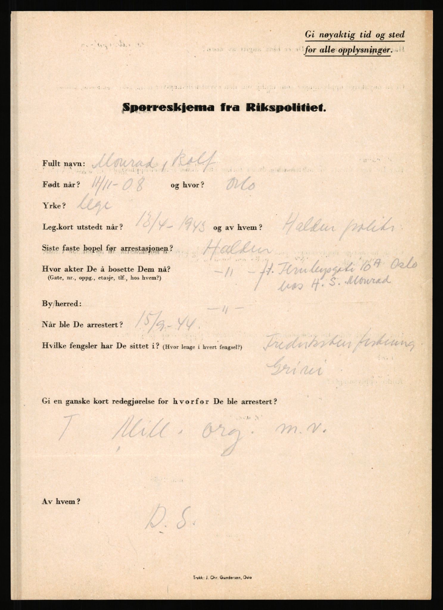 Rikspolitisjefen, AV/RA-S-1560/L/L0012: Mogensen, Øivind - Noraas, Lars, 1940-1945, s. 53