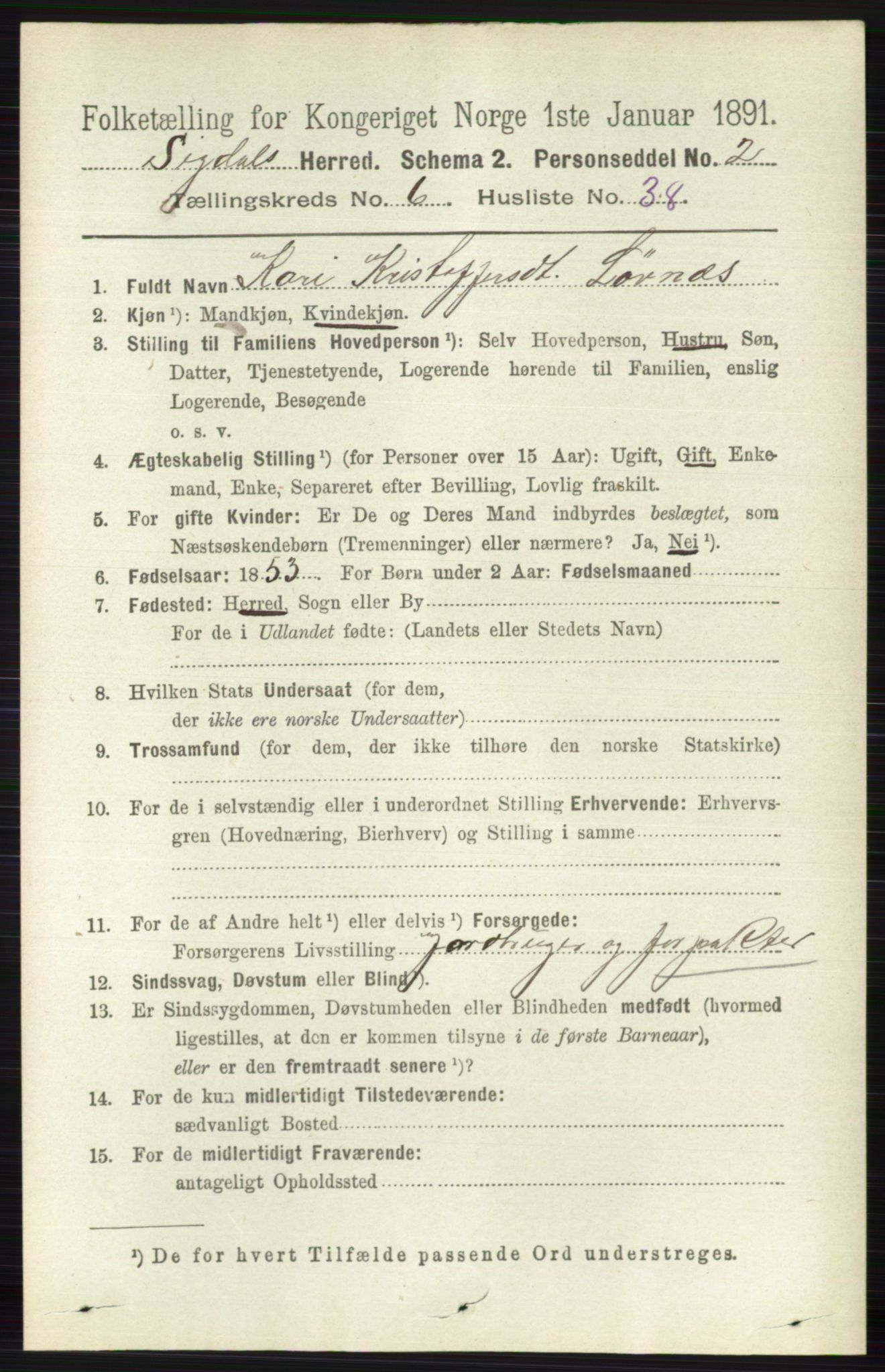 RA, Folketelling 1891 for 0621 Sigdal herred, 1891, s. 2628