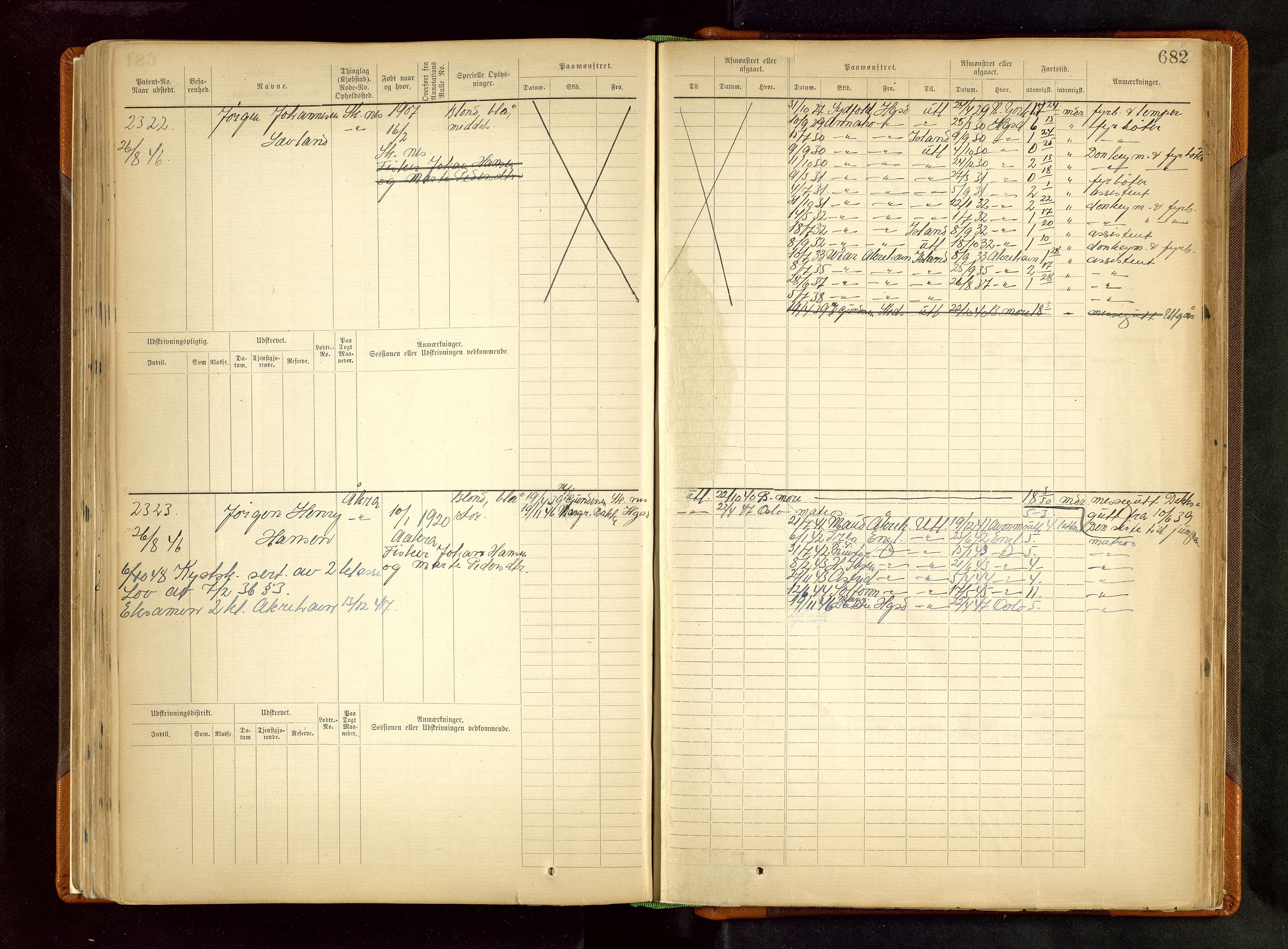 Haugesund sjømannskontor, AV/SAST-A-102007/F/Fb/Fbb/L0002: Sjøfartsrulle Skudenes kretsnr. 959-2439, 1860-1948, s. 682