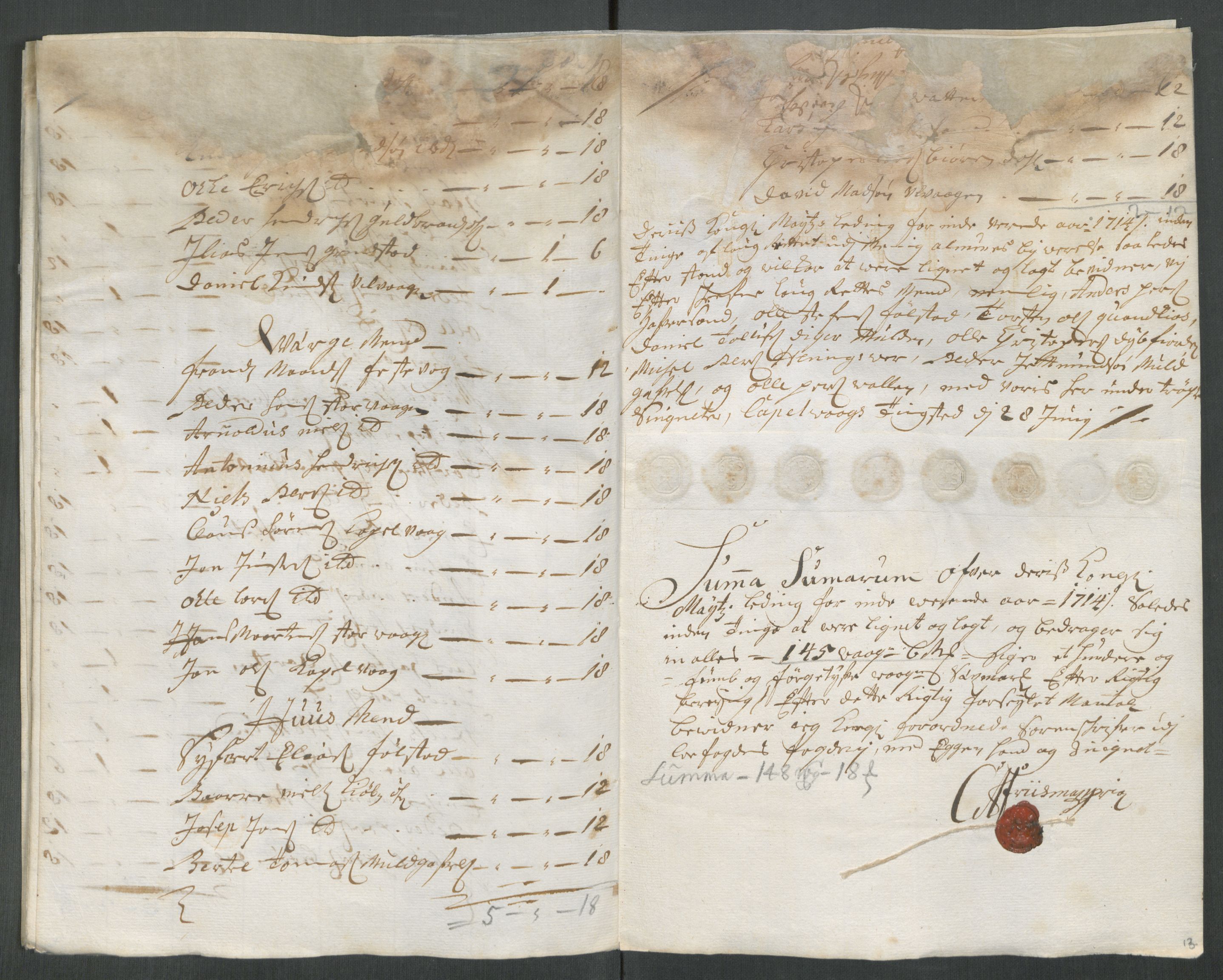 Rentekammeret inntil 1814, Reviderte regnskaper, Fogderegnskap, AV/RA-EA-4092/R67/L4680: Fogderegnskap Vesterålen, Andenes og Lofoten, 1714, s. 205