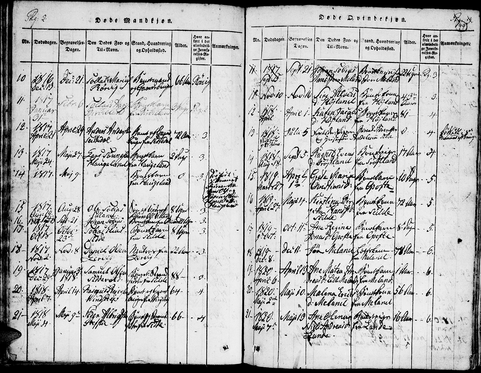 Kvinesdal sokneprestkontor, AV/SAK-1111-0026/F/Fa/Faa/L0001: Ministerialbok nr. A 1, 1815-1849, s. 99