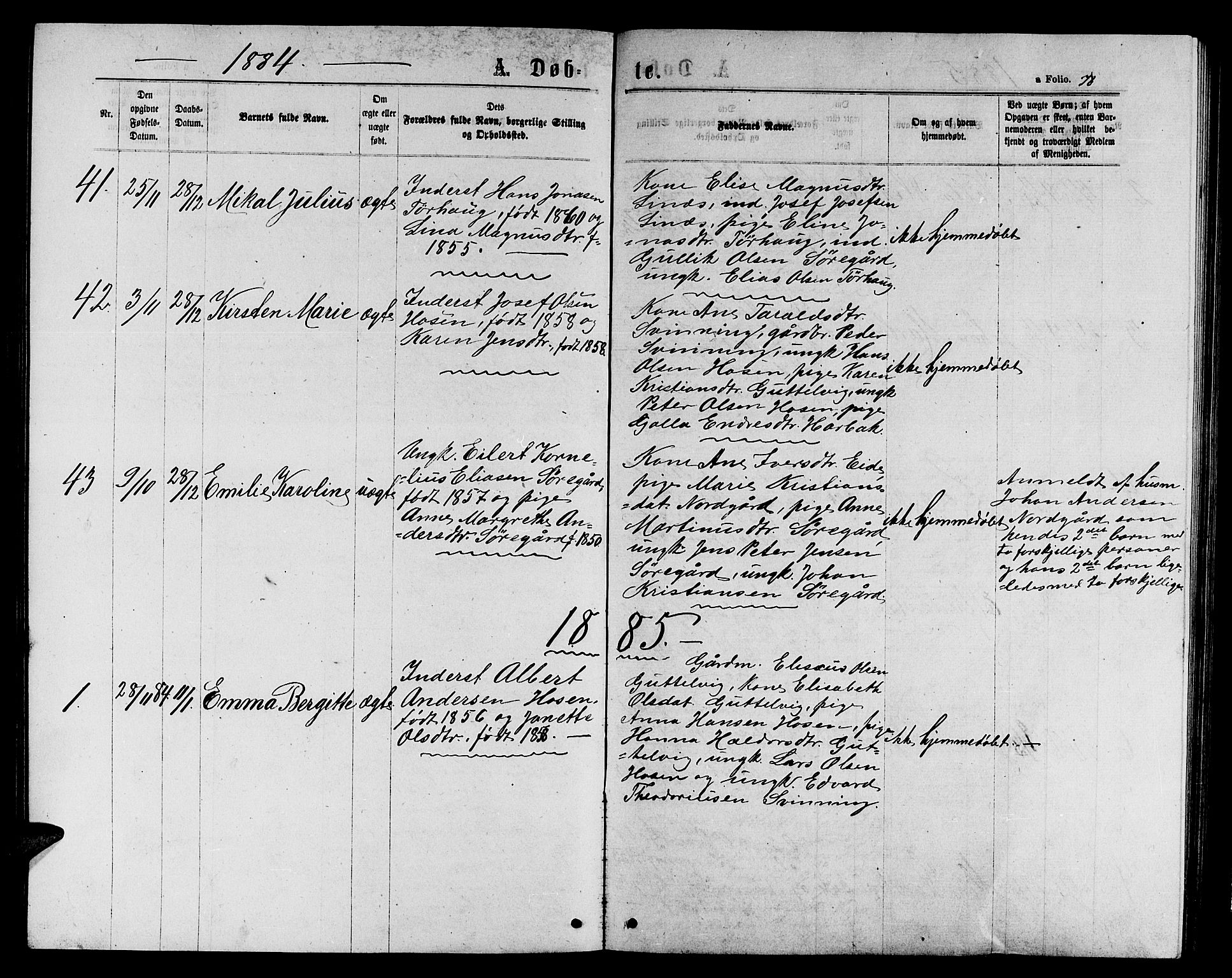 Ministerialprotokoller, klokkerbøker og fødselsregistre - Sør-Trøndelag, SAT/A-1456/656/L0695: Klokkerbok nr. 656C01, 1867-1889, s. 78