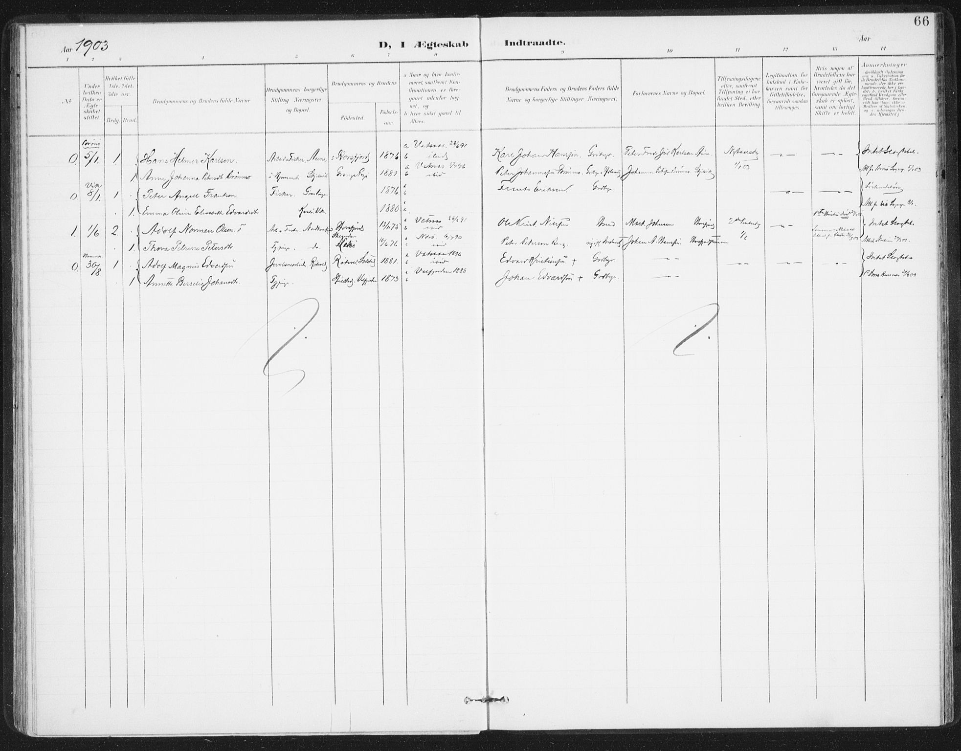 Ministerialprotokoller, klokkerbøker og fødselsregistre - Nordland, SAT/A-1459/811/L0167: Ministerialbok nr. 811A04, 1899-1913, s. 66