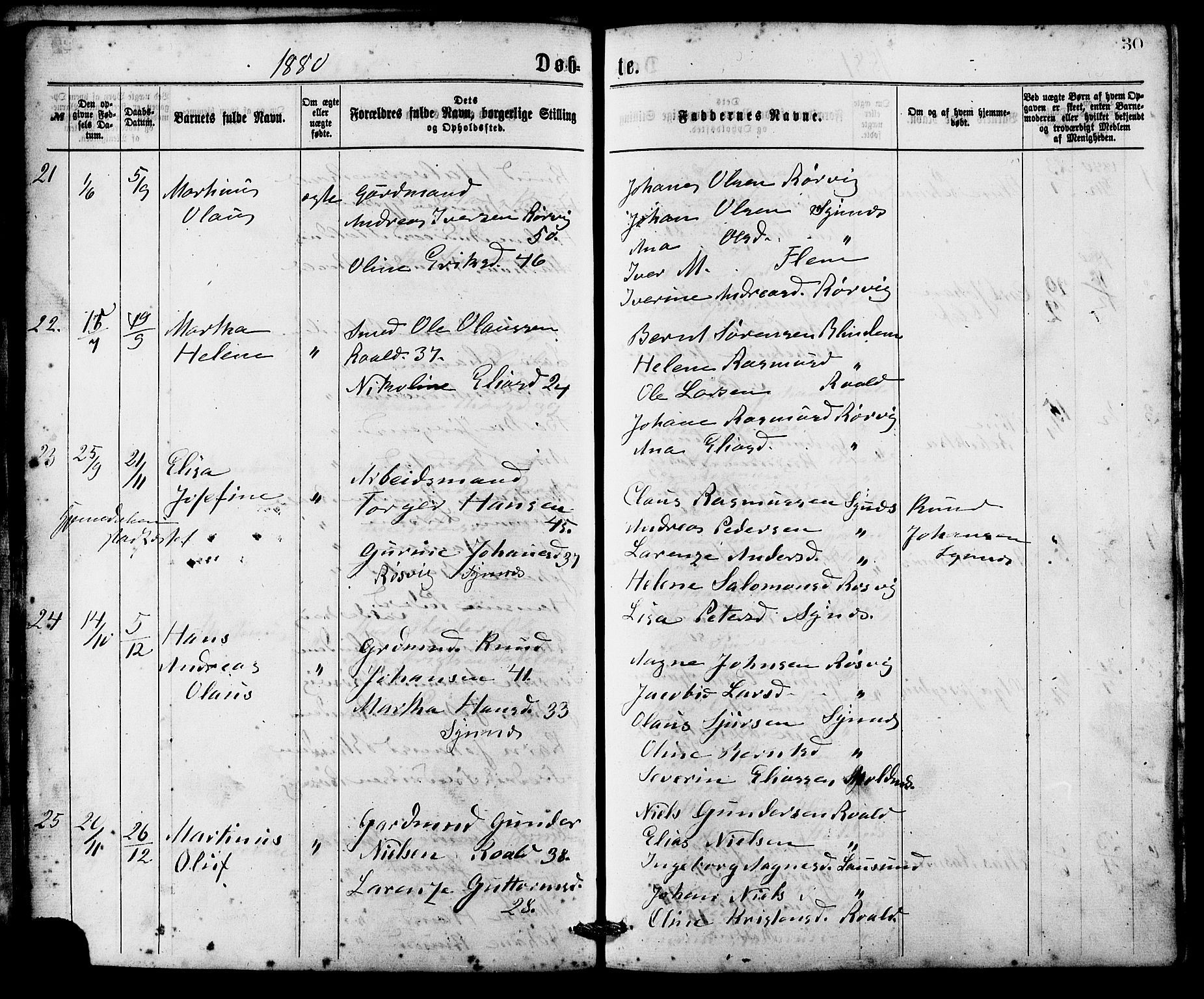 Ministerialprotokoller, klokkerbøker og fødselsregistre - Møre og Romsdal, SAT/A-1454/537/L0519: Ministerialbok nr. 537A03, 1876-1889, s. 30