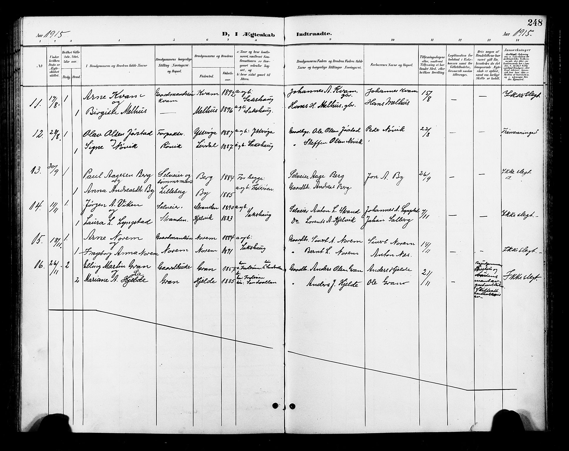 Ministerialprotokoller, klokkerbøker og fødselsregistre - Nord-Trøndelag, SAT/A-1458/730/L0302: Klokkerbok nr. 730C05, 1898-1924, s. 248