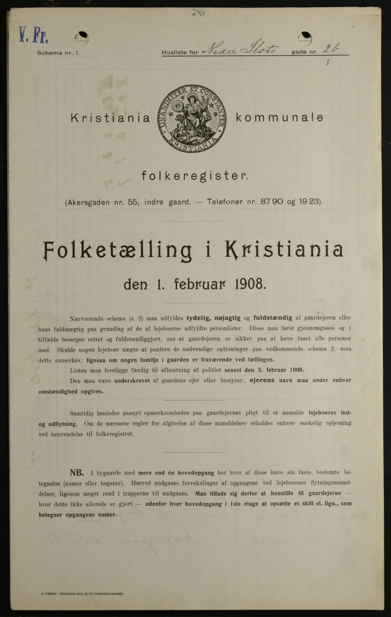 OBA, Kommunal folketelling 1.2.1908 for Kristiania kjøpstad, 1908, s. 62238