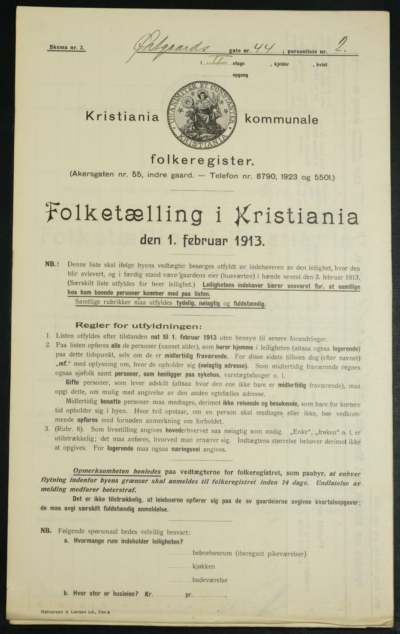 OBA, Kommunal folketelling 1.2.1913 for Kristiania, 1913, s. 129296