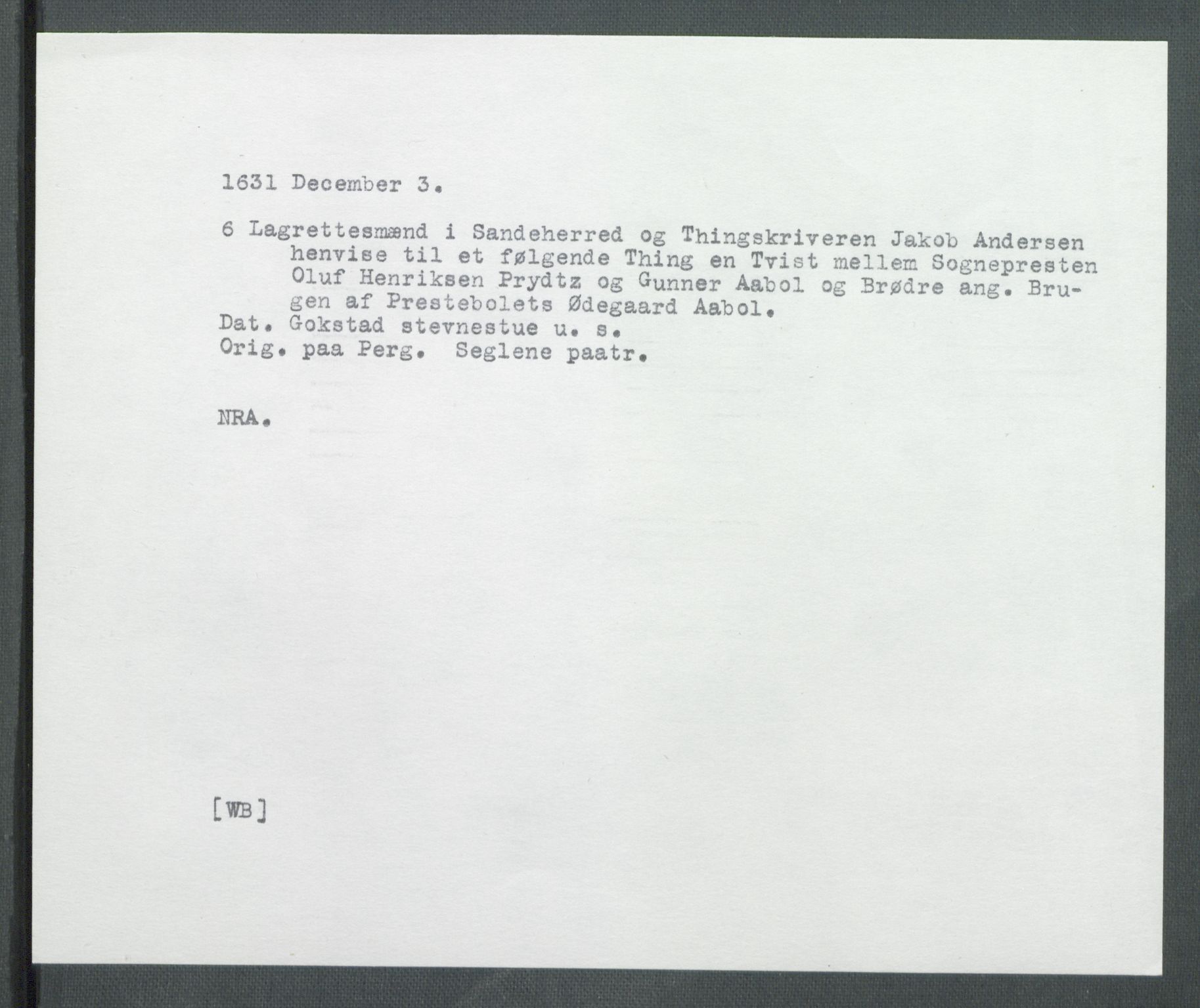 Riksarkivets diplomsamling, AV/RA-EA-5965/F02/L0141: Dokumenter, 1631, s. 18