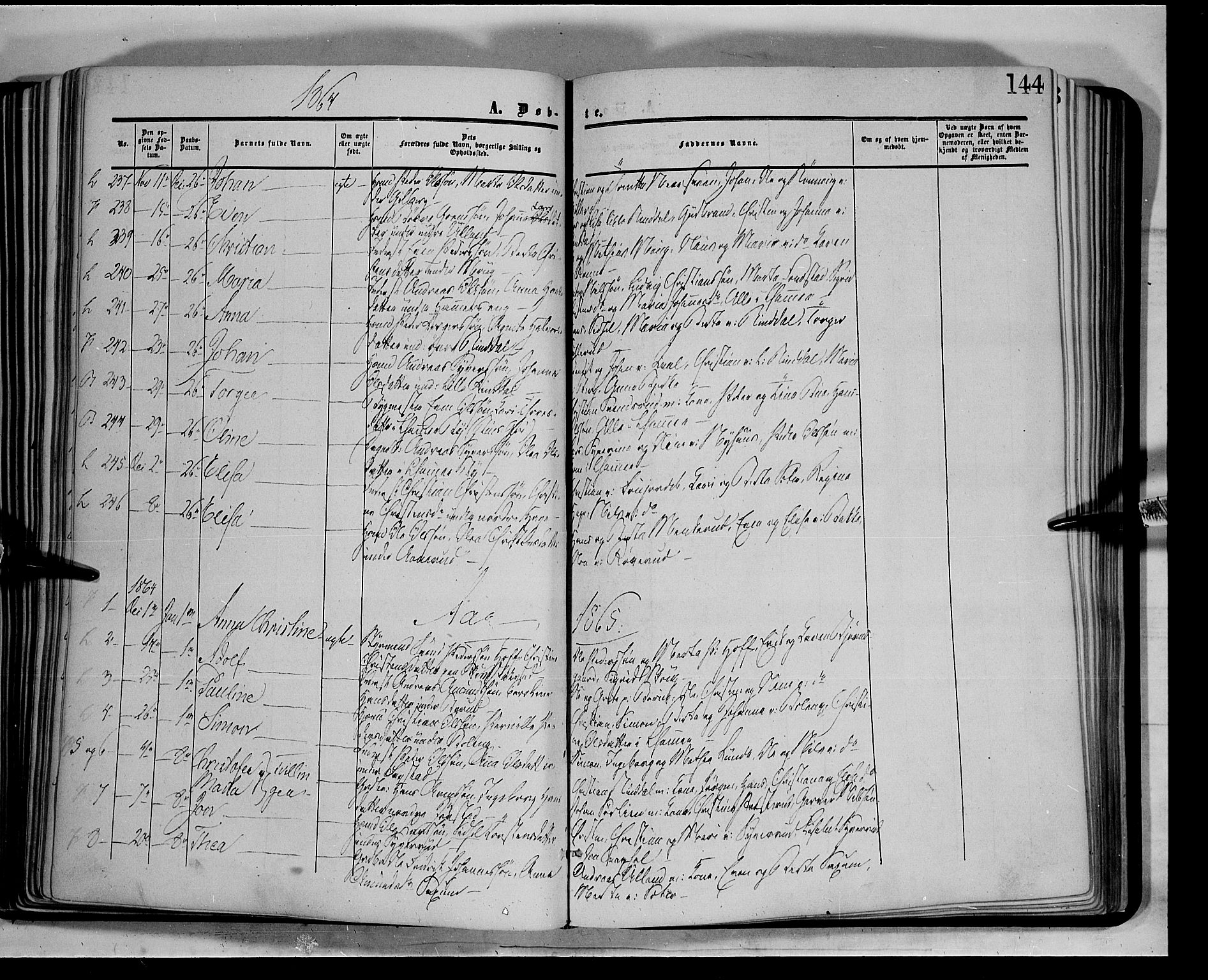 Fåberg prestekontor, AV/SAH-PREST-086/H/Ha/Haa/L0006: Ministerialbok nr. 6A, 1855-1867, s. 144