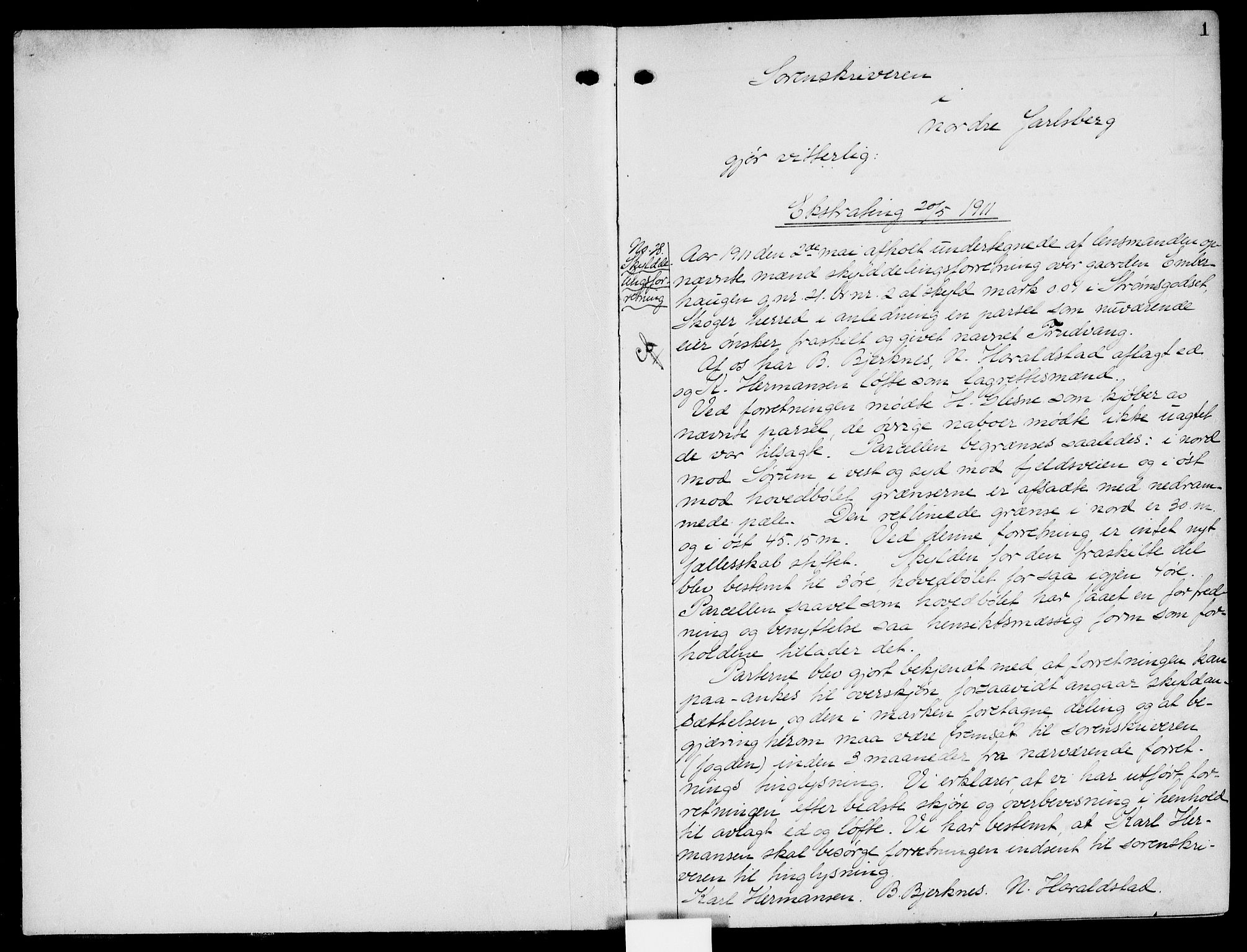 Nordre Jarlsberg sorenskriveri, SAKO/A-80/G/Ga/Gaa/L0038: Pantebok nr. 38, 1911-1912, s. 0-1