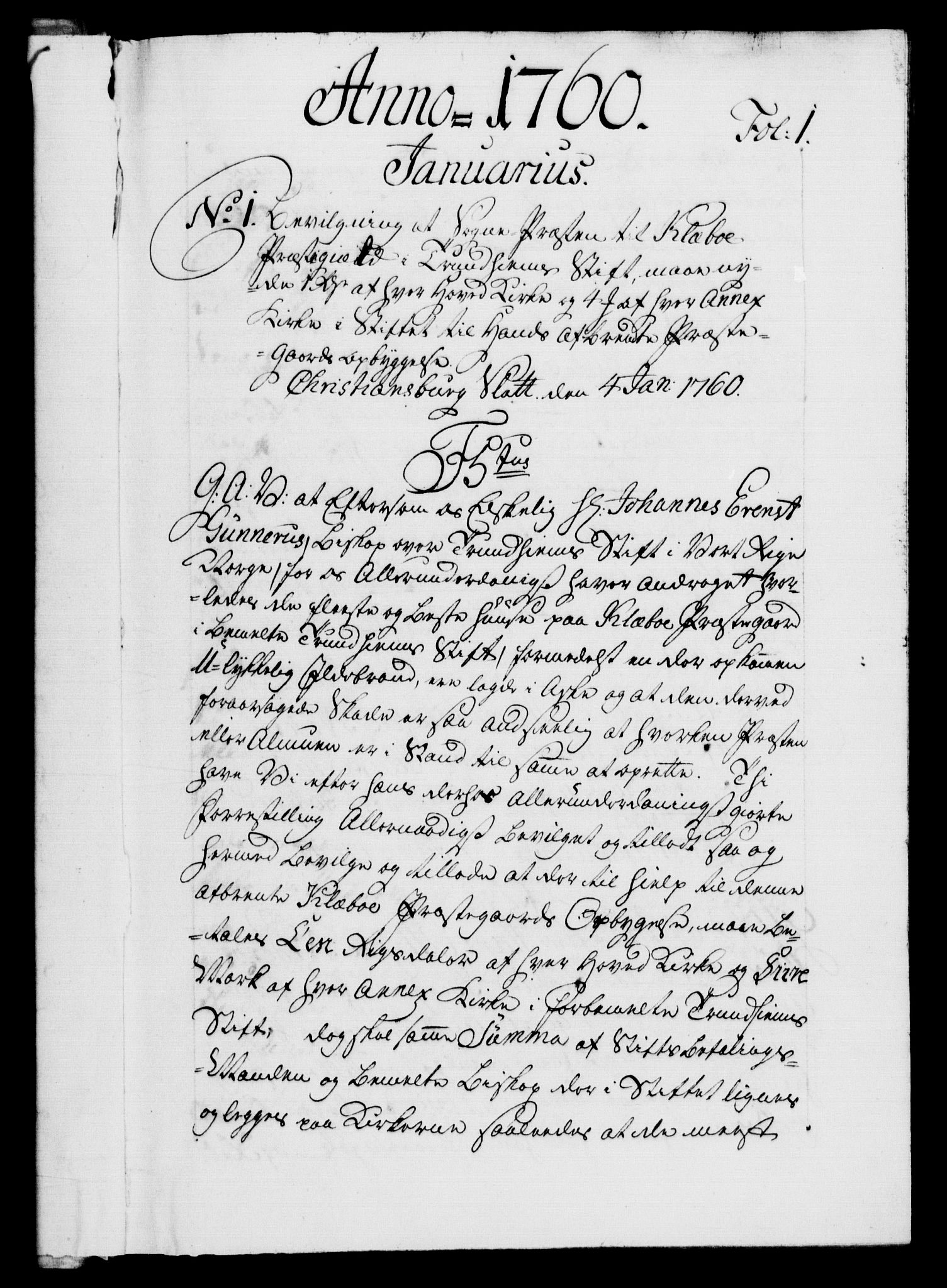 Danske Kanselli 1572-1799, RA/EA-3023/F/Fc/Fca/Fcaa/L0041: Norske registre, 1760-1762, s. 1a