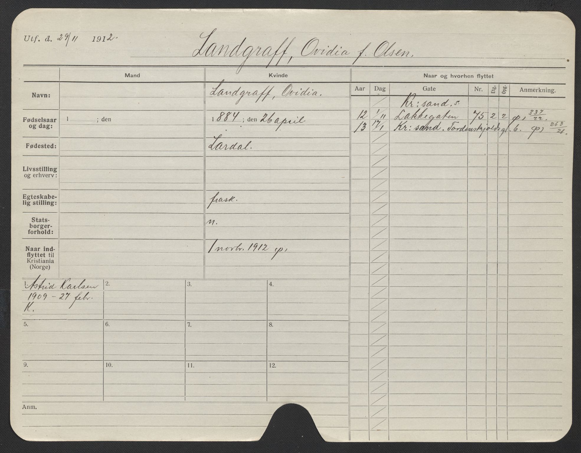 Oslo folkeregister, Registerkort, AV/SAO-A-11715/F/Fa/Fac/L0019: Kvinner, 1906-1914, s. 719a