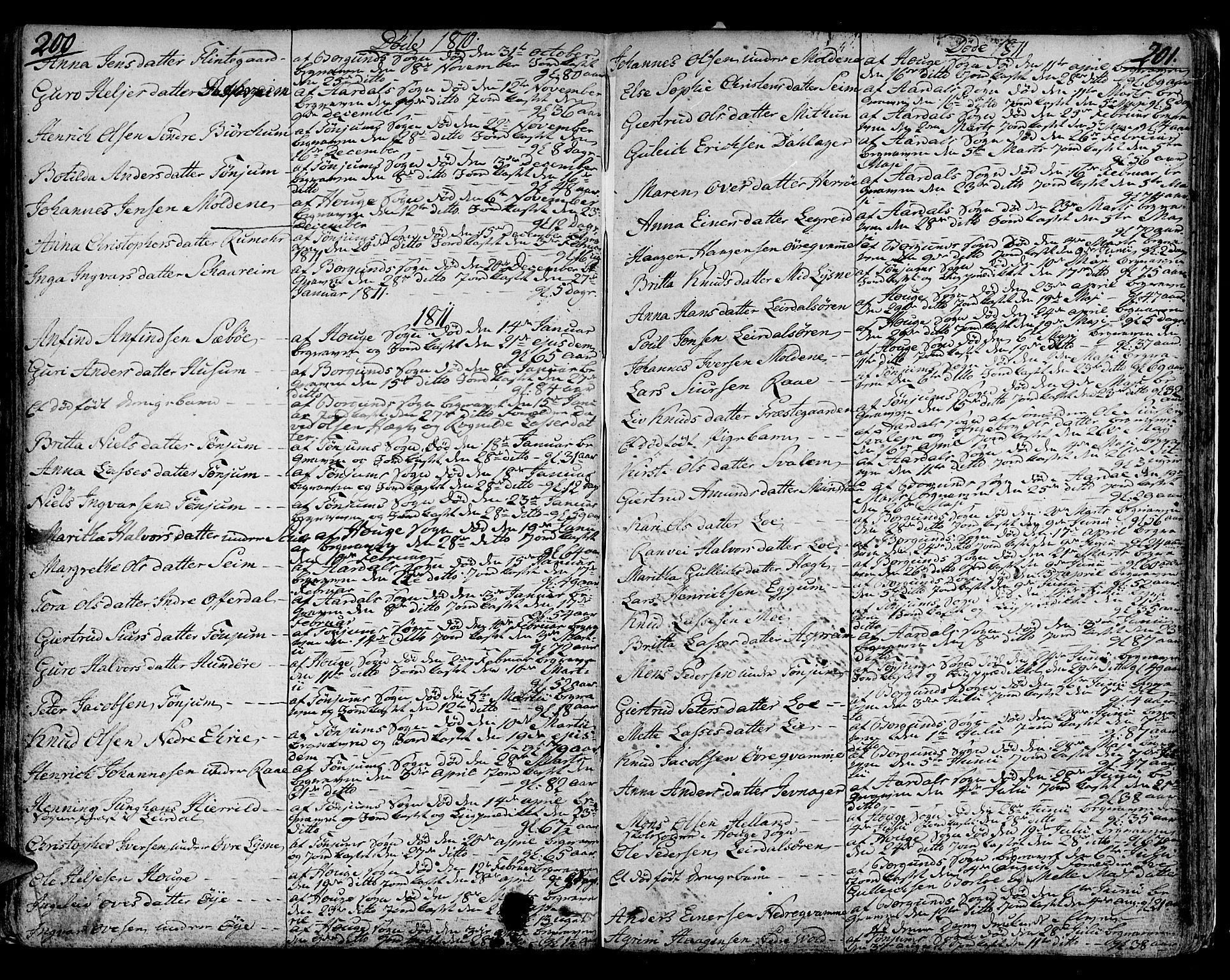 Lærdal sokneprestembete, AV/SAB-A-81201: Ministerialbok nr. A 4, 1805-1821, s. 200-201