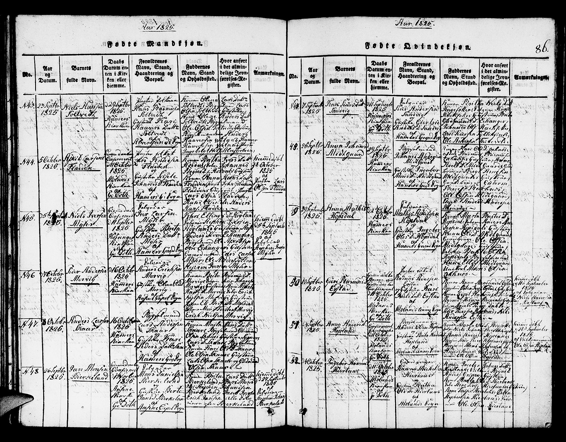 Hamre sokneprestembete, AV/SAB-A-75501/H/Ha/Hab: Klokkerbok nr. A 1, 1816-1826, s. 86