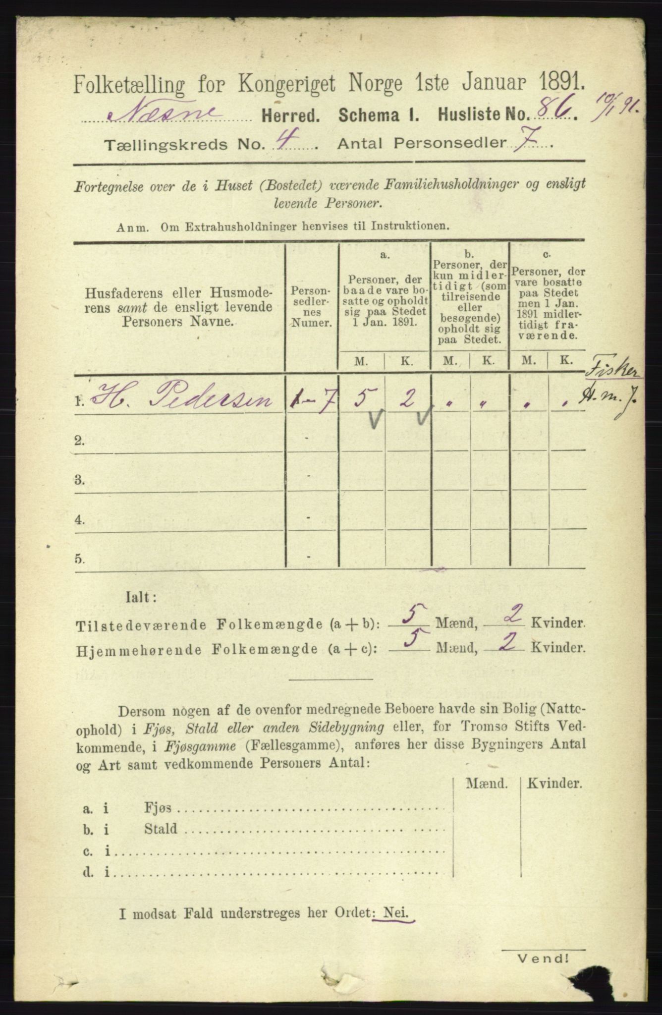 RA, Folketelling 1891 for 1828 Nesna herred, 1891, s. 2173