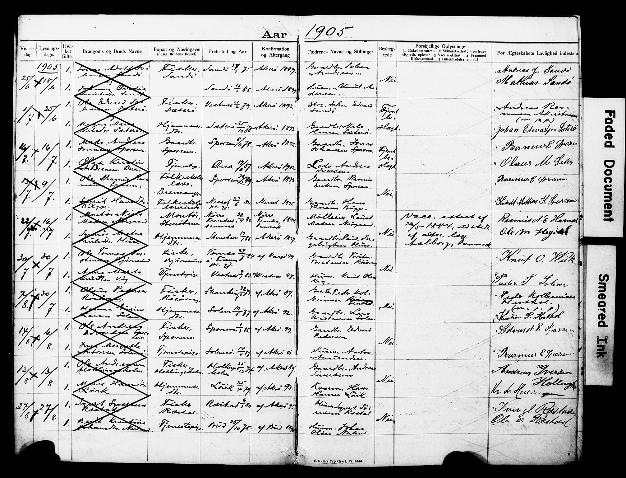 Ministerialprotokoller, klokkerbøker og fødselsregistre - Møre og Romsdal, SAT/A-1454/560/L0723: Lysningsprotokoll nr. 560A07, 1903-1916